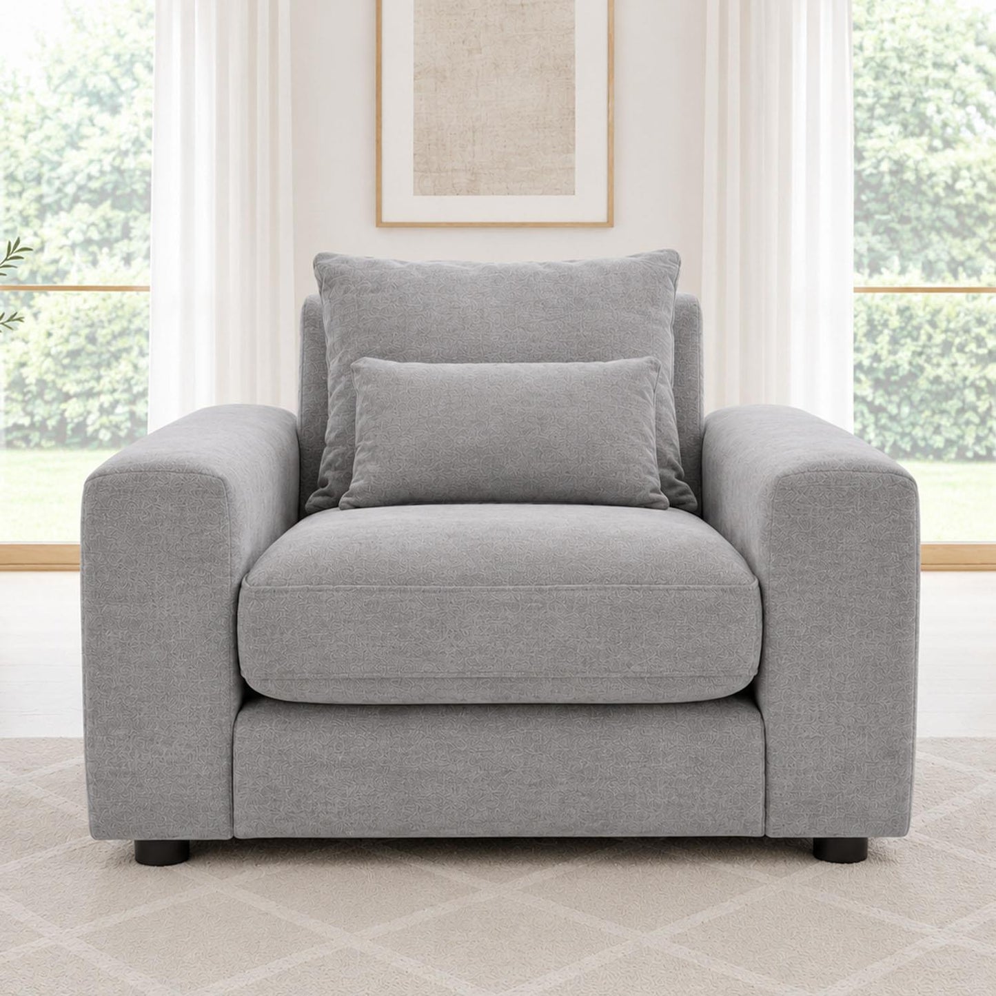 Juno Chenille Armchair with Removable Seat & Back Cushions