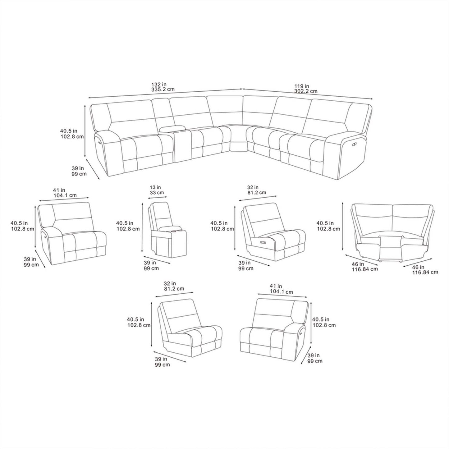 Caleb Power Electric Reclining Corner Sofa 5 Seater Aspen Latte USB