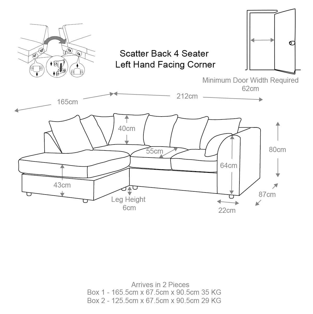 Casper Chenille Fabric Corner Sofa