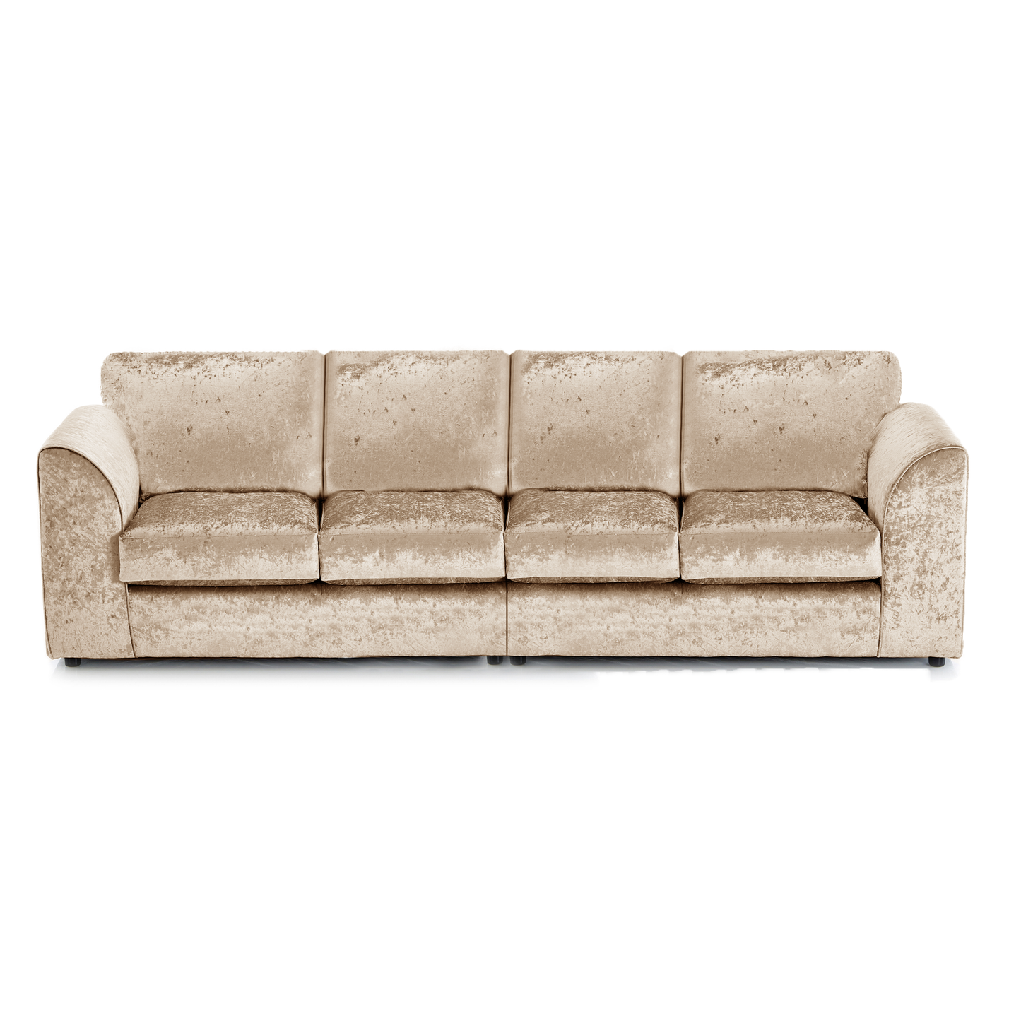 Crystal Crushed Velvet Long Fabric 4 Seater Sofa Full Back