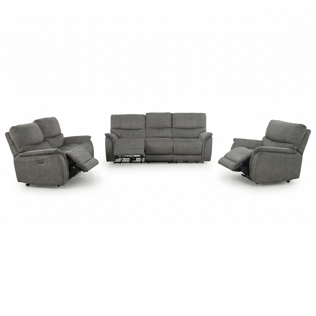 Hoxley Electric Reclining 3 Piece Sofa Suite 3 + 2 + 1 Charcoal