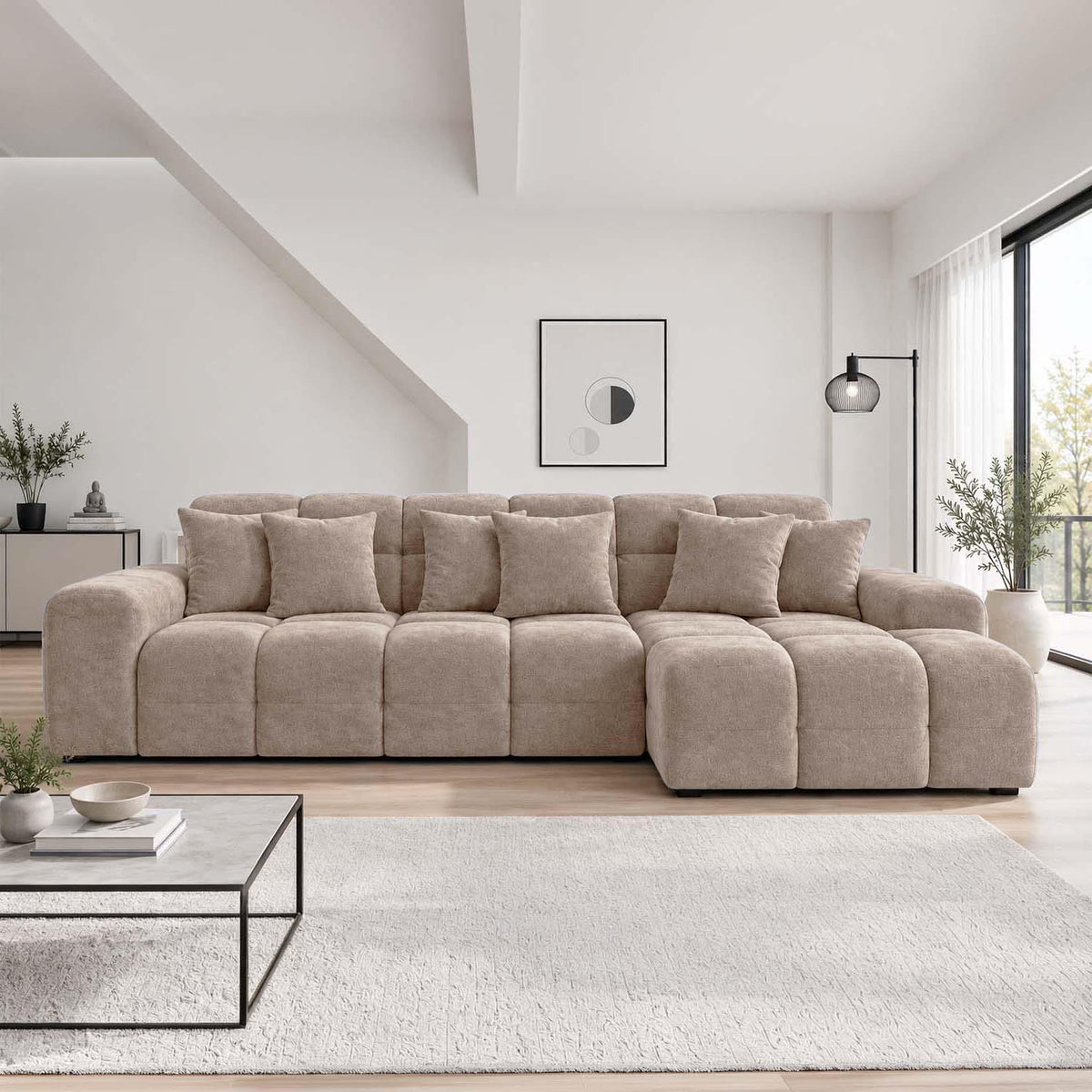 Jenson Plush Velvet Corner Sofa Left Right Hand Facing with Chaise