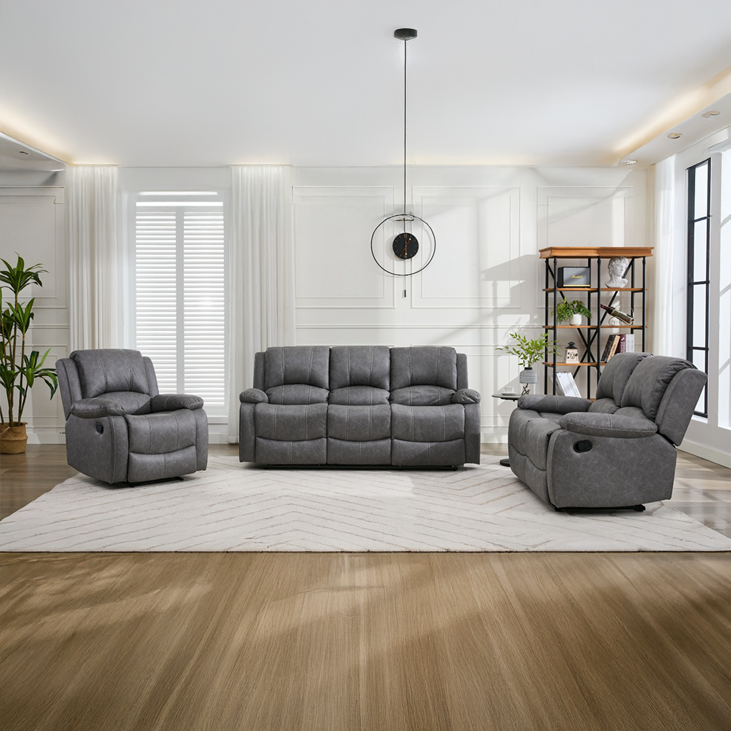 Alaska Dark Grey 3 Piece Reclining Sofa Suite