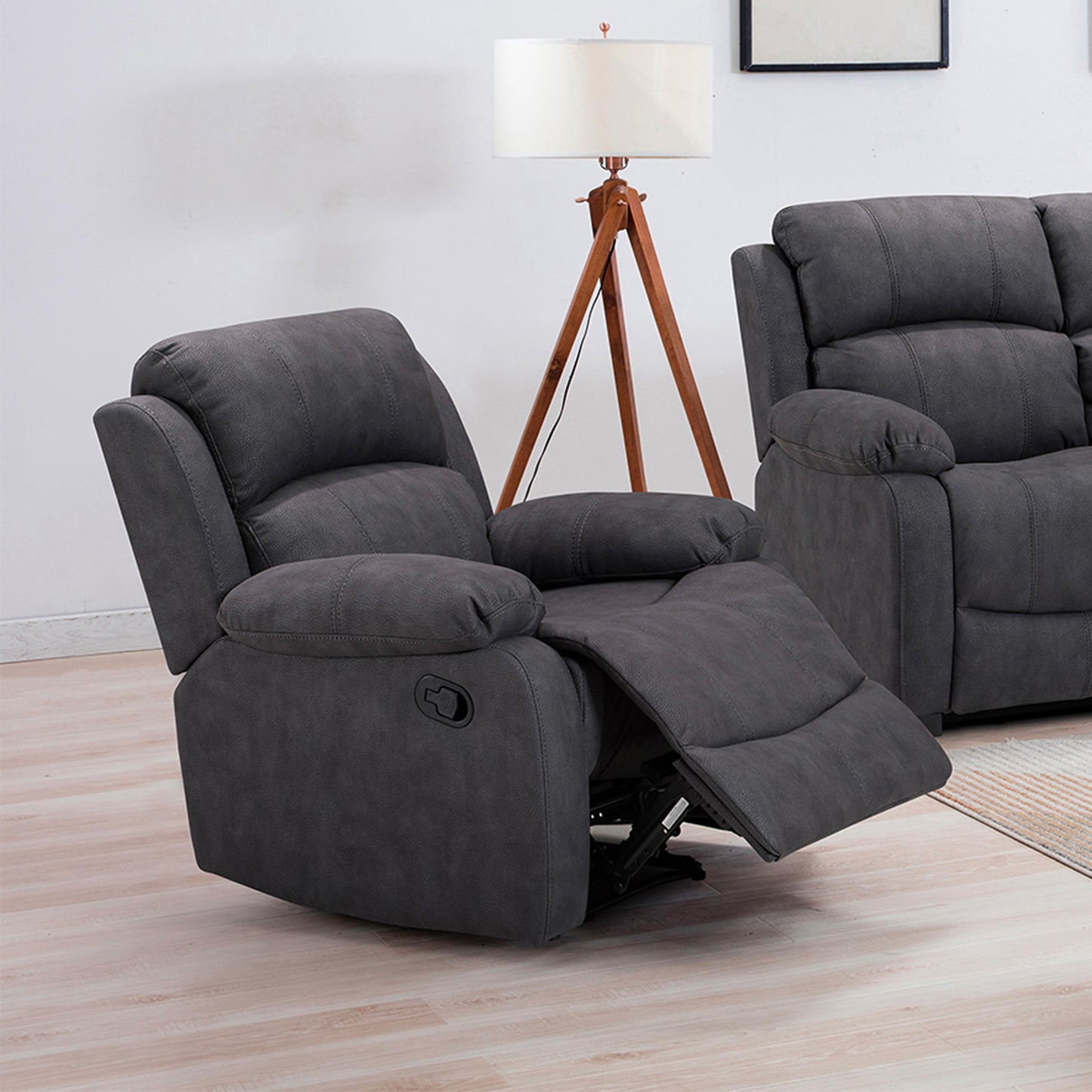 Alaska Dark Grey 3 Piece Reclining Sofa Suite