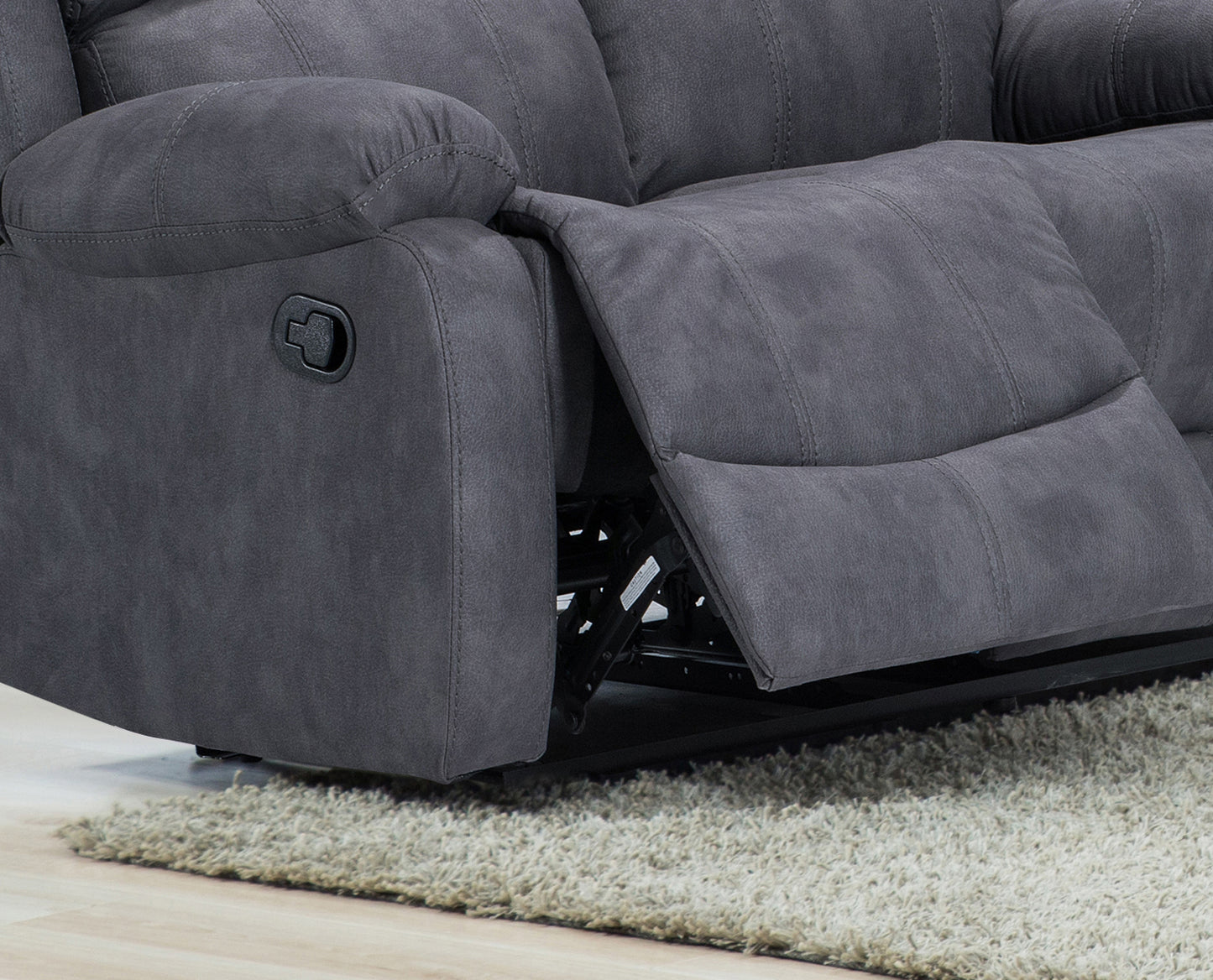 Alaska Dark Grey 3 Piece Reclining Sofa Suite