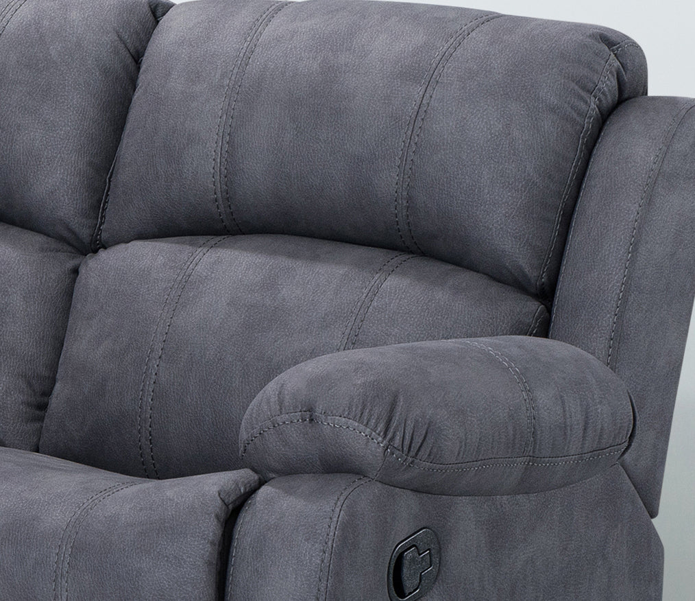 Alaska Dark Grey 3 Piece Reclining Sofa Suite
