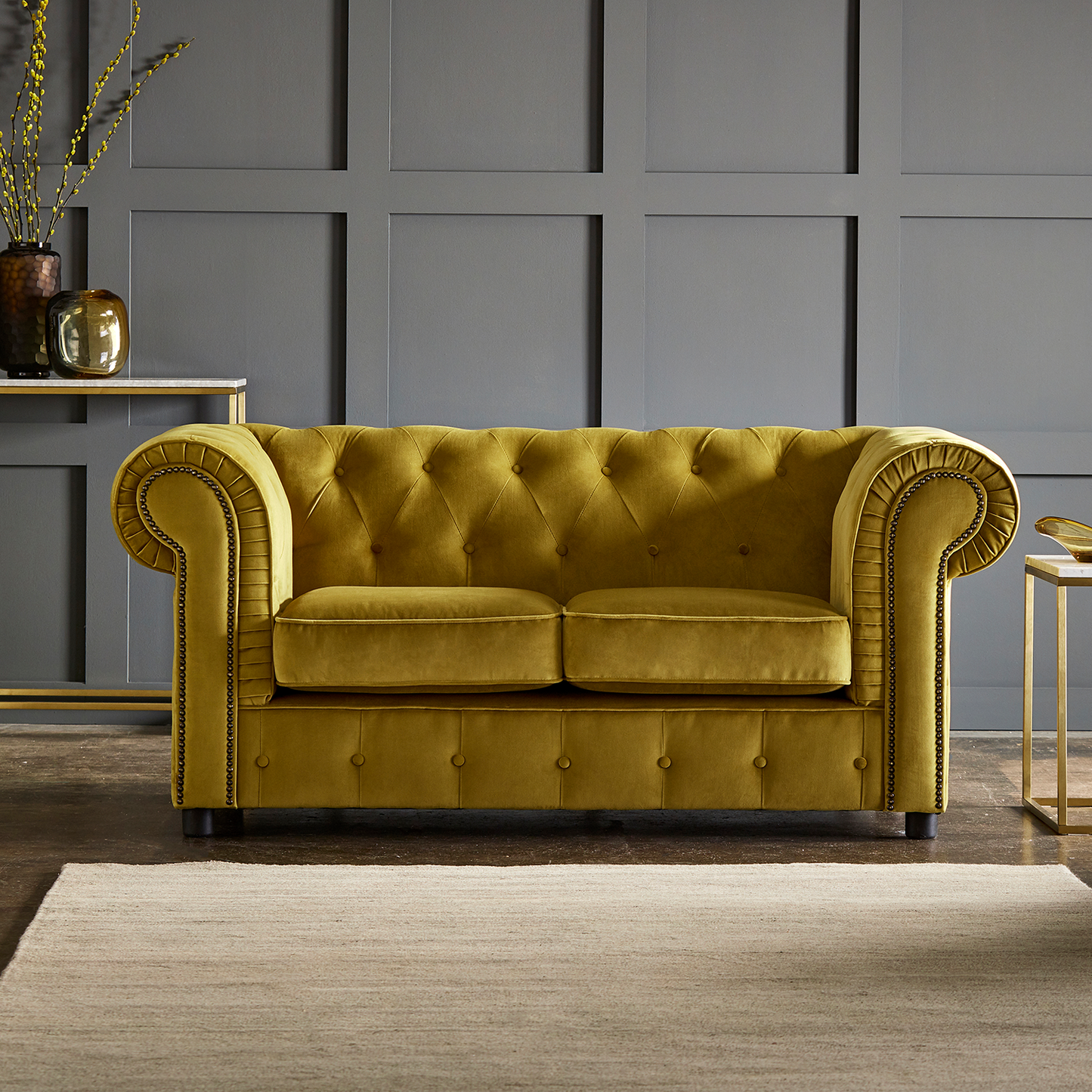 Ashbourne Chesterfield Plush Velvet 2 Seater