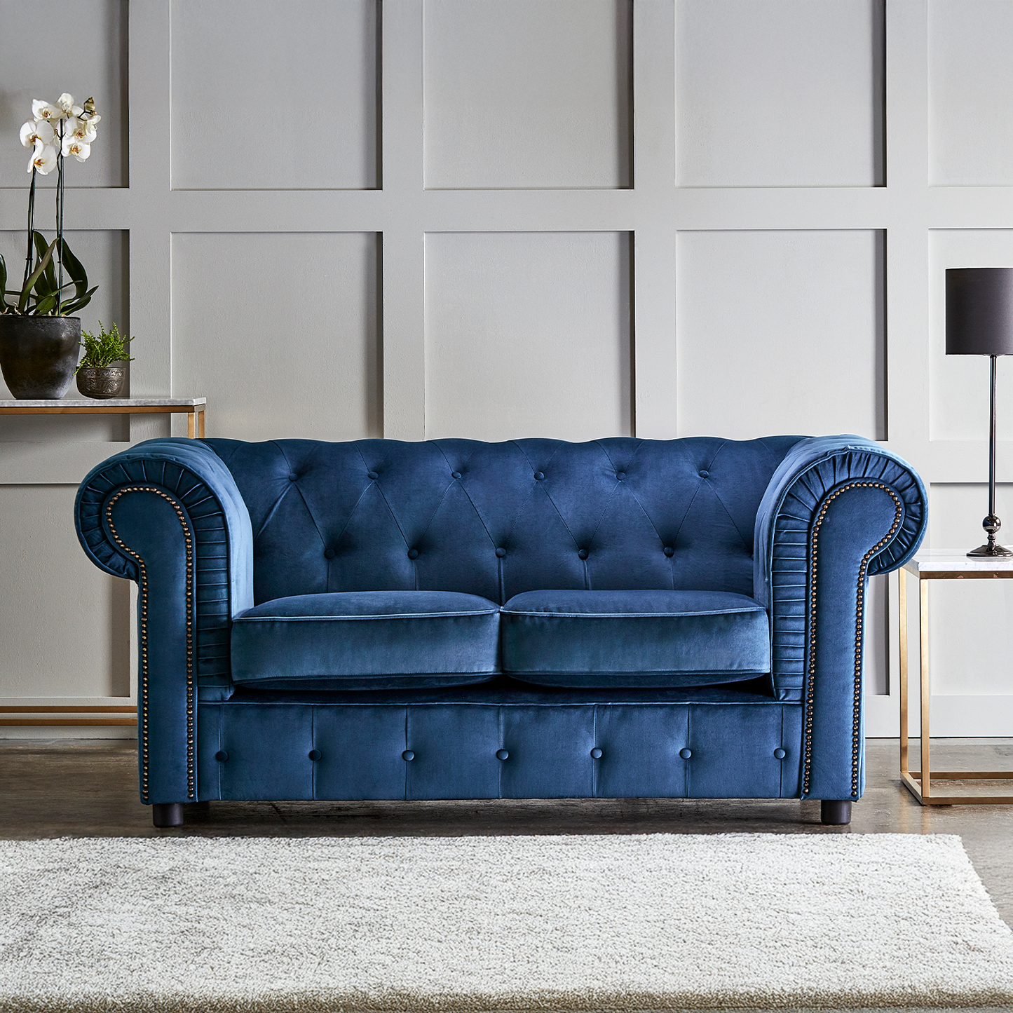 Ashbourne Chesterfield Plush Velvet 2 Seater