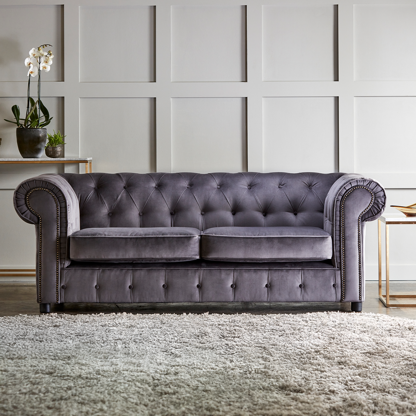 Ashbourne Chesterfield Plush Velvet 3 Seater