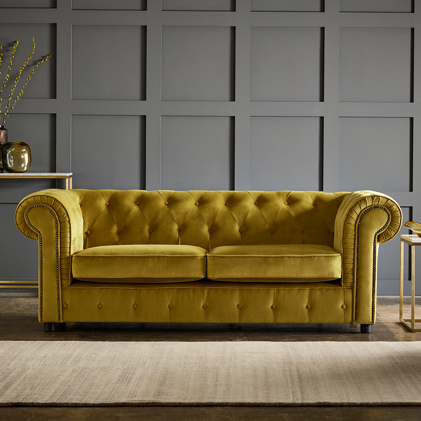 Ashbourne Chesterfield Plush Velvet 3 Seater