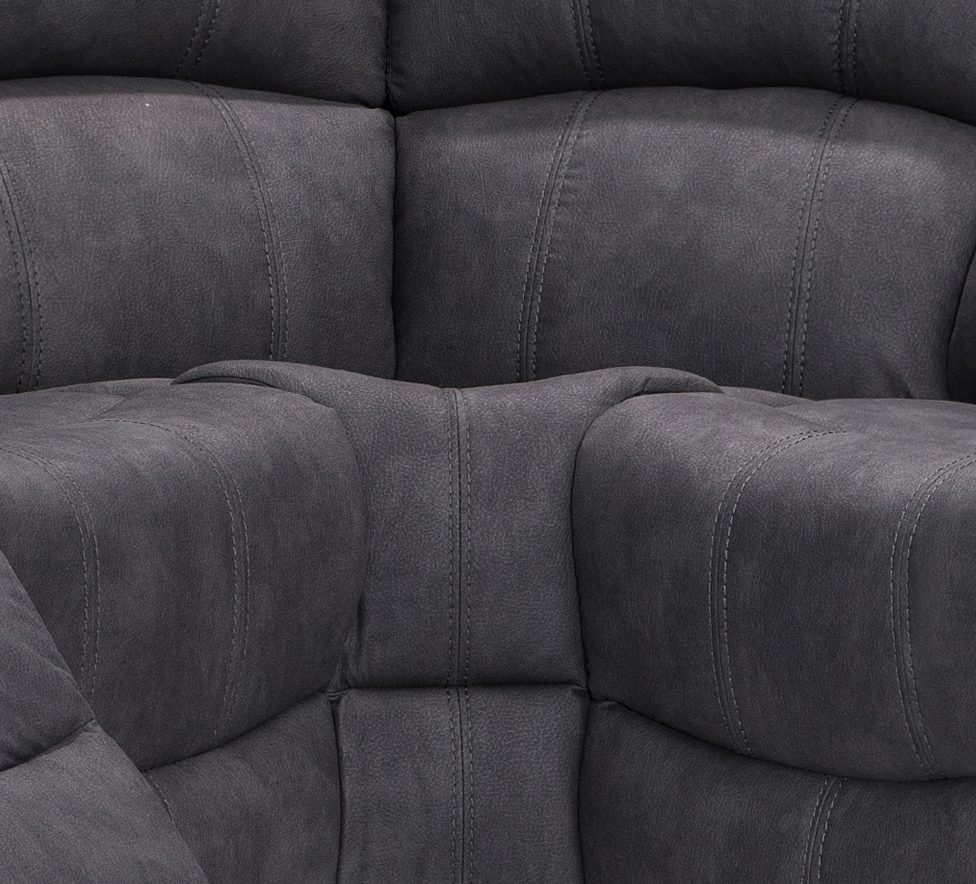 Alaska Full Fabric Reclining 5 Seater Corner Sofa - Grey - 4