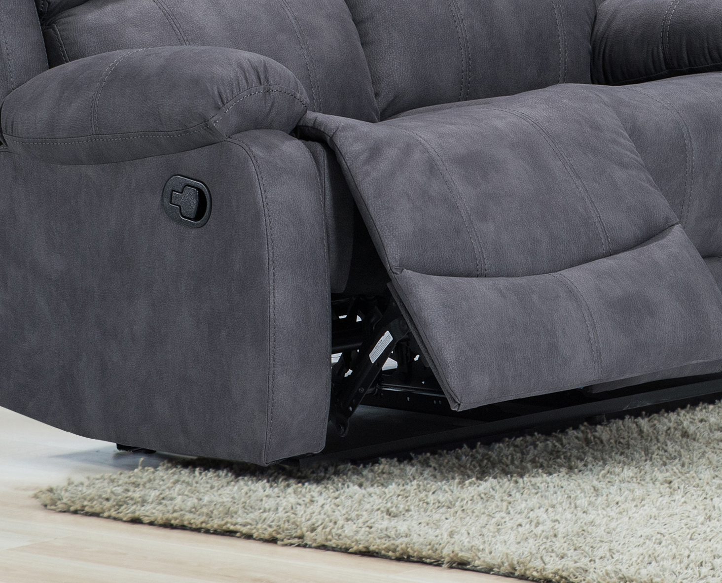 Alaska Full Fabric Reclining Sofa Suite 3 + 2 - Grey - 2