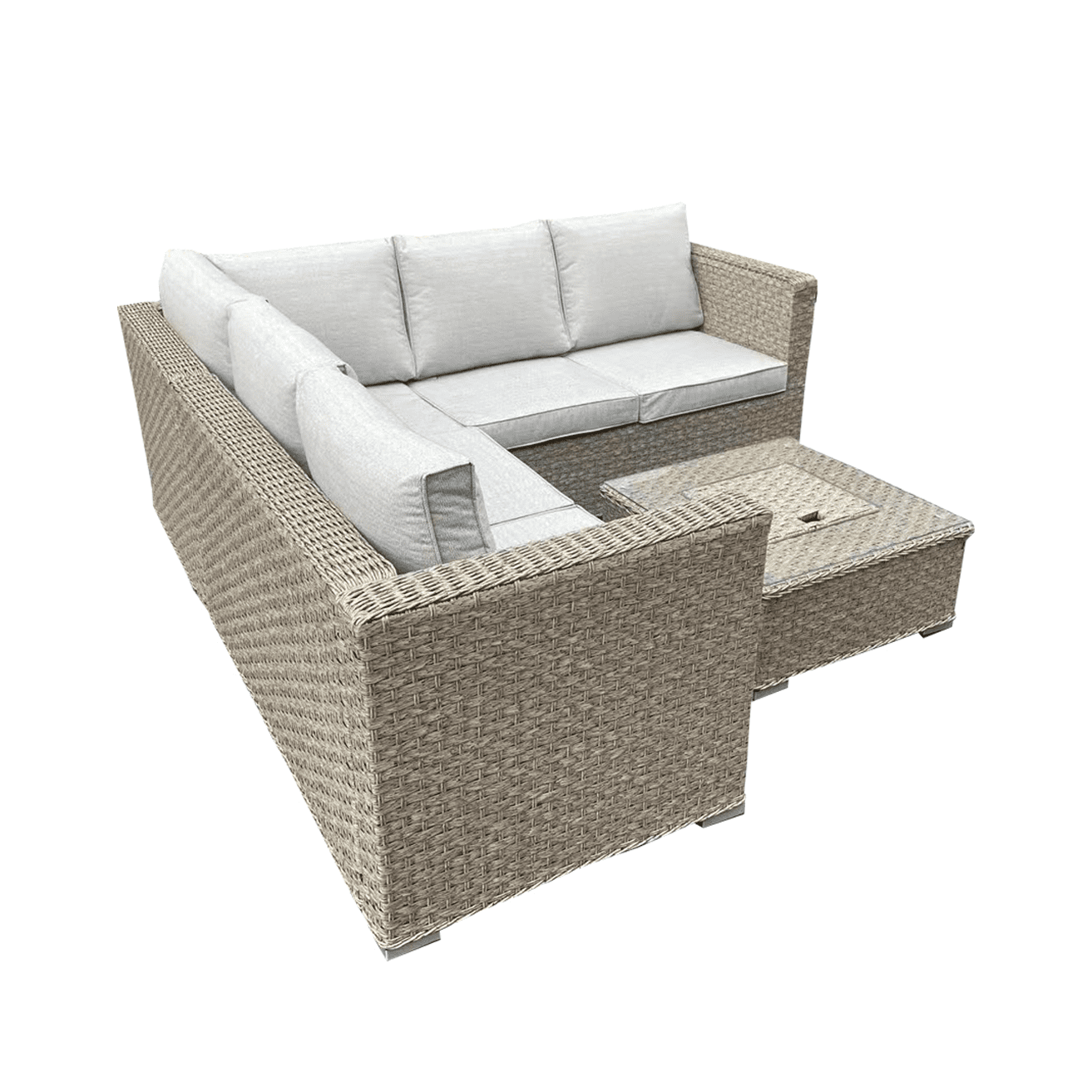 Rattan Brown Garden 5 Seater Corner Sofa With Table Outdoor - 2
