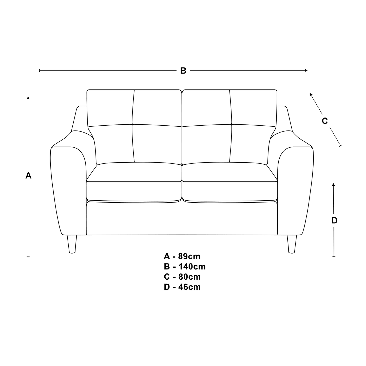 Baxter Tufted Fabric 2 Seater Sofa - 2