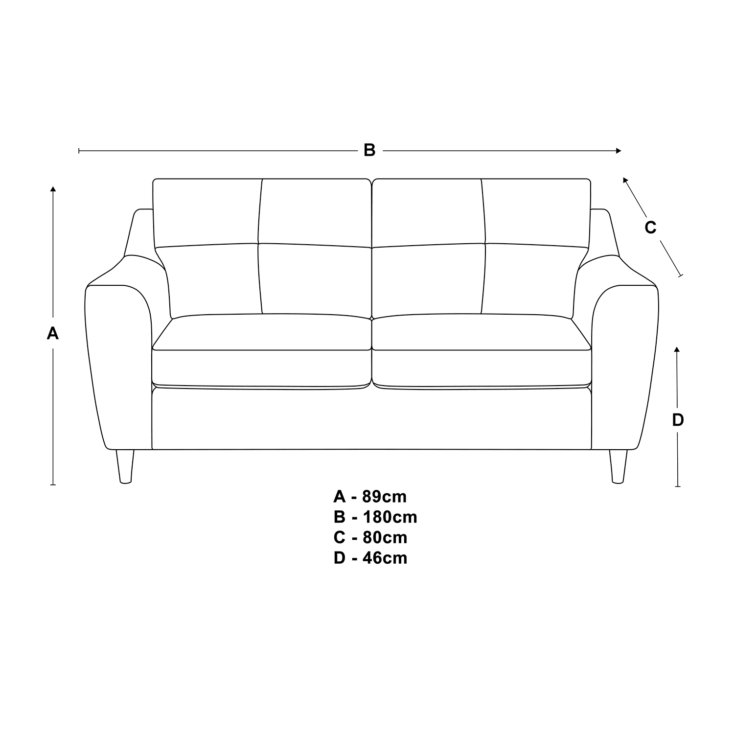 Baxter Tufted Fabric 3 Seater Sofa - 2