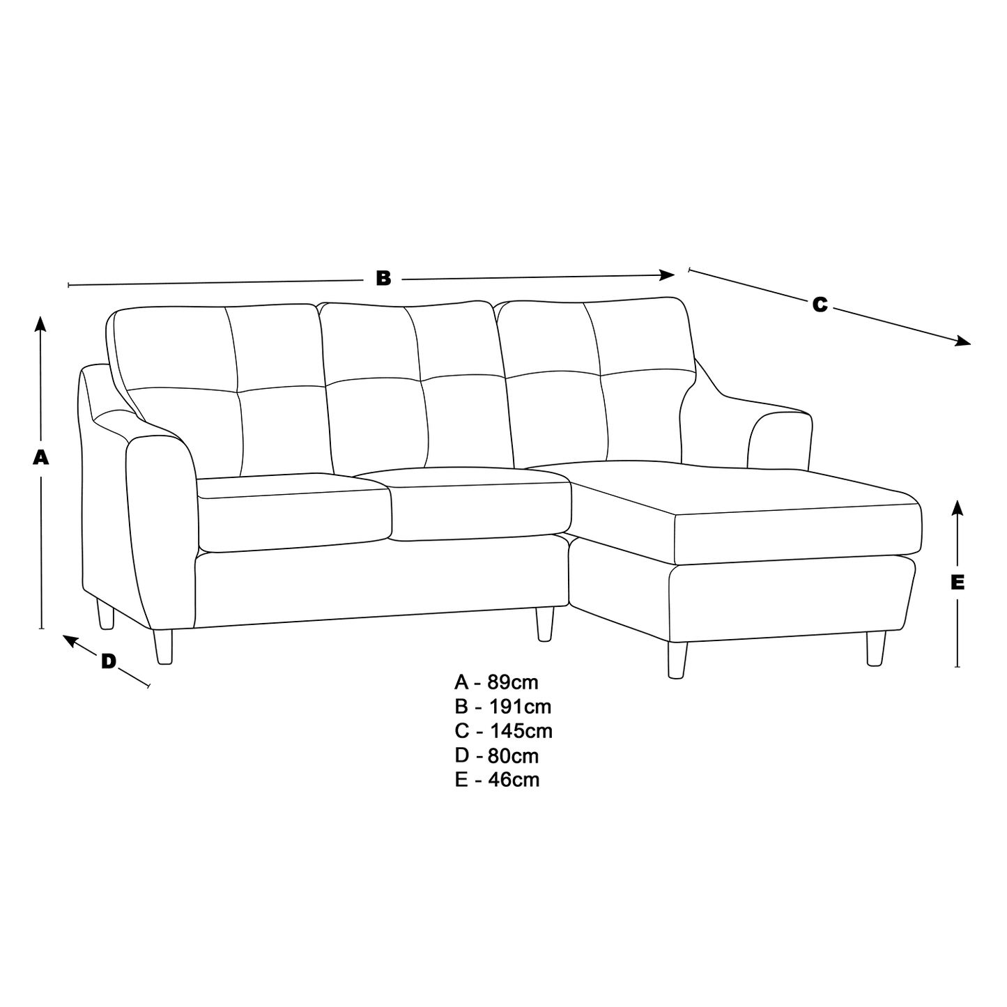 Baxter Fabric L Shaped 3 Seater Corner Sofa With Chaise - 2