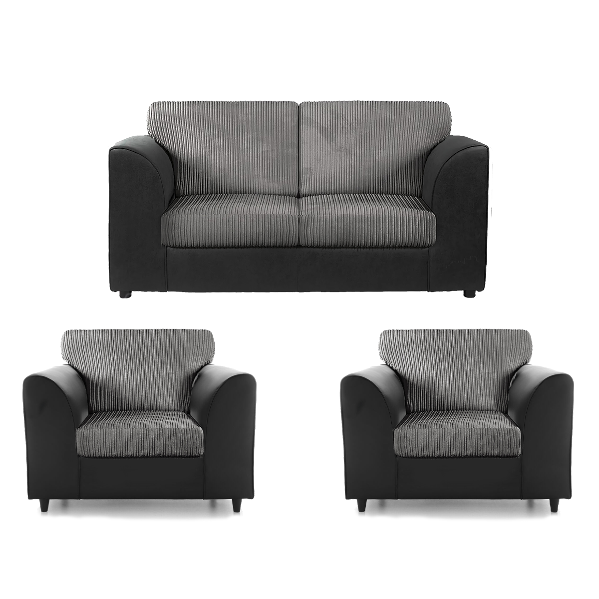 Luxor Jumbo Cord 2 Seater and 2 x Armchairs - Full Back