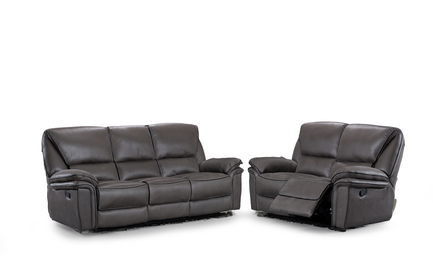 Boston Grey Suede Fabric Manual Reclining Sofa Suite