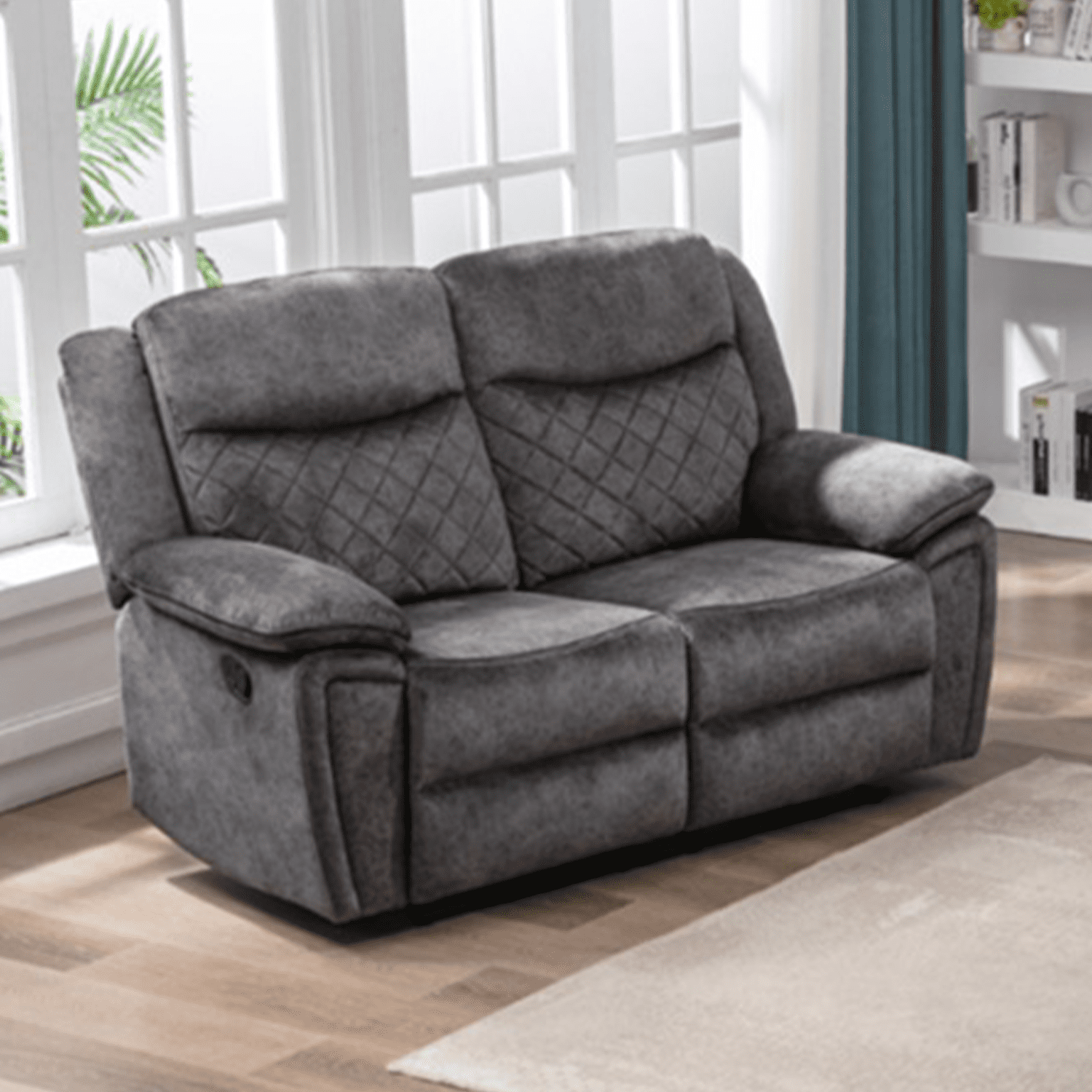 Brianna Plush Fabric Reclining Sofa Suite 3 + 2 - Grey - 3