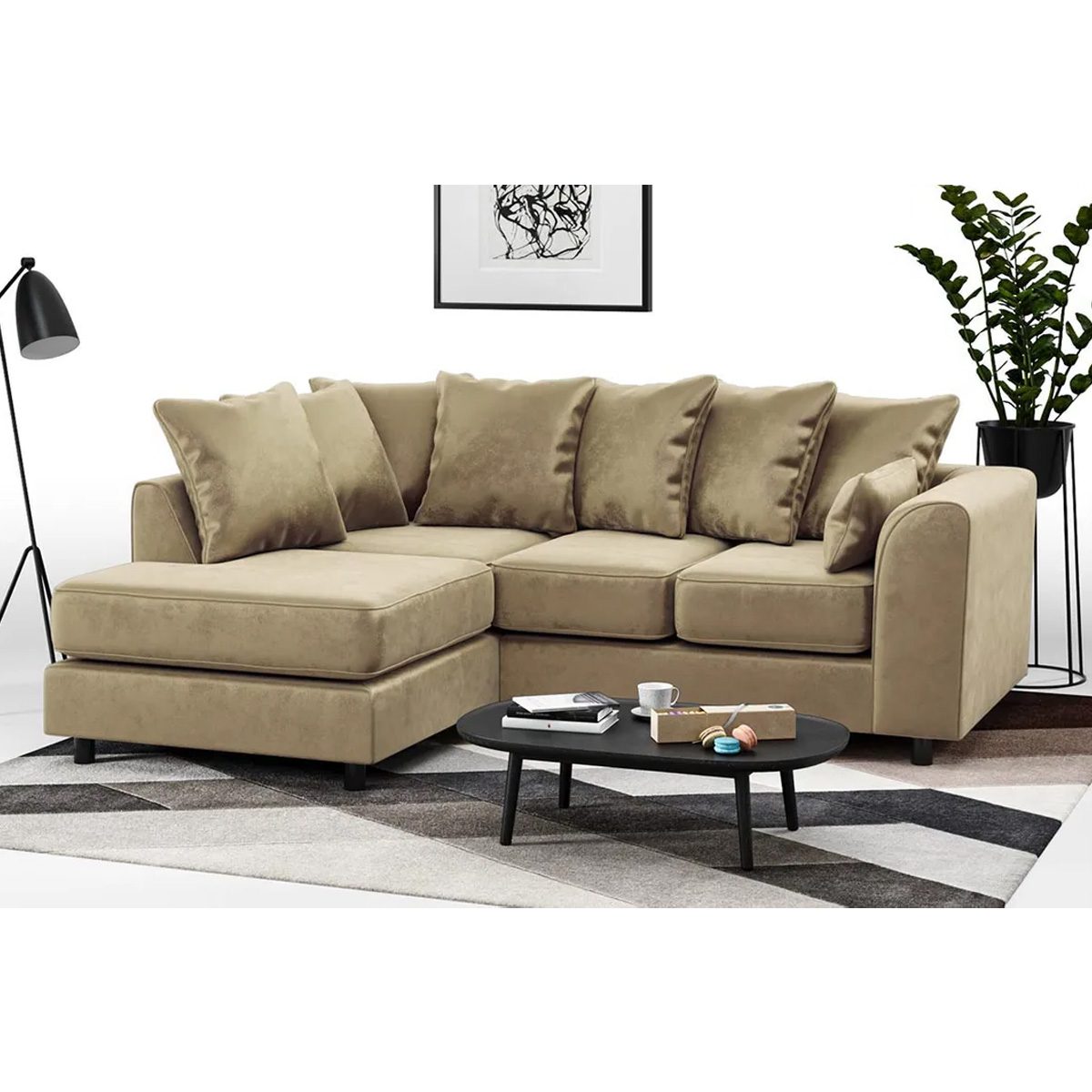 Brooklyn Full Foam Plush Velvet Corner Sofa