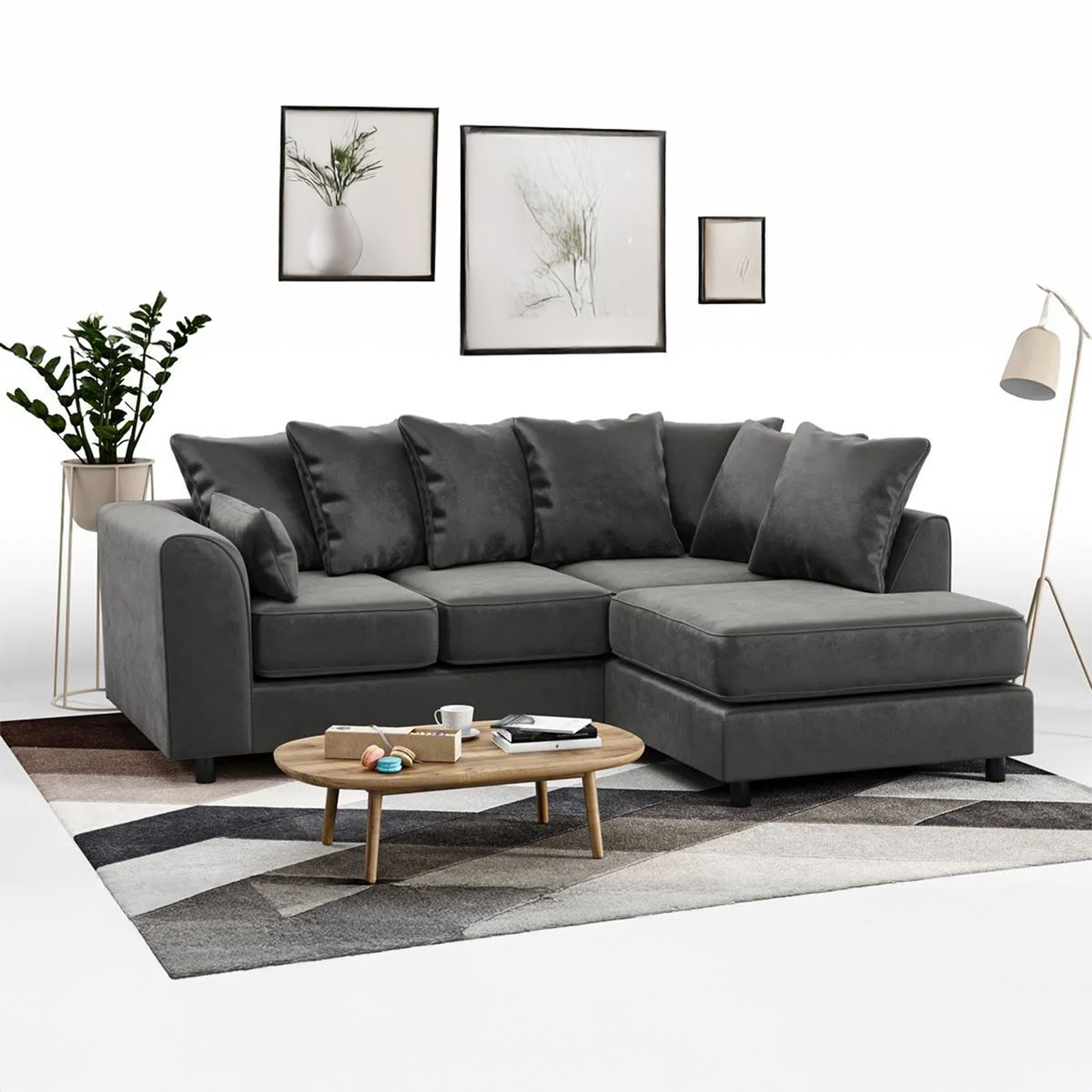 Brooklyn Full Foam Plush Velvet Corner Sofa