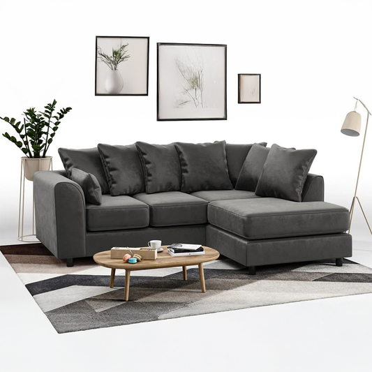 Brooklyn Full Foam Plush Velvet Corner Sofa