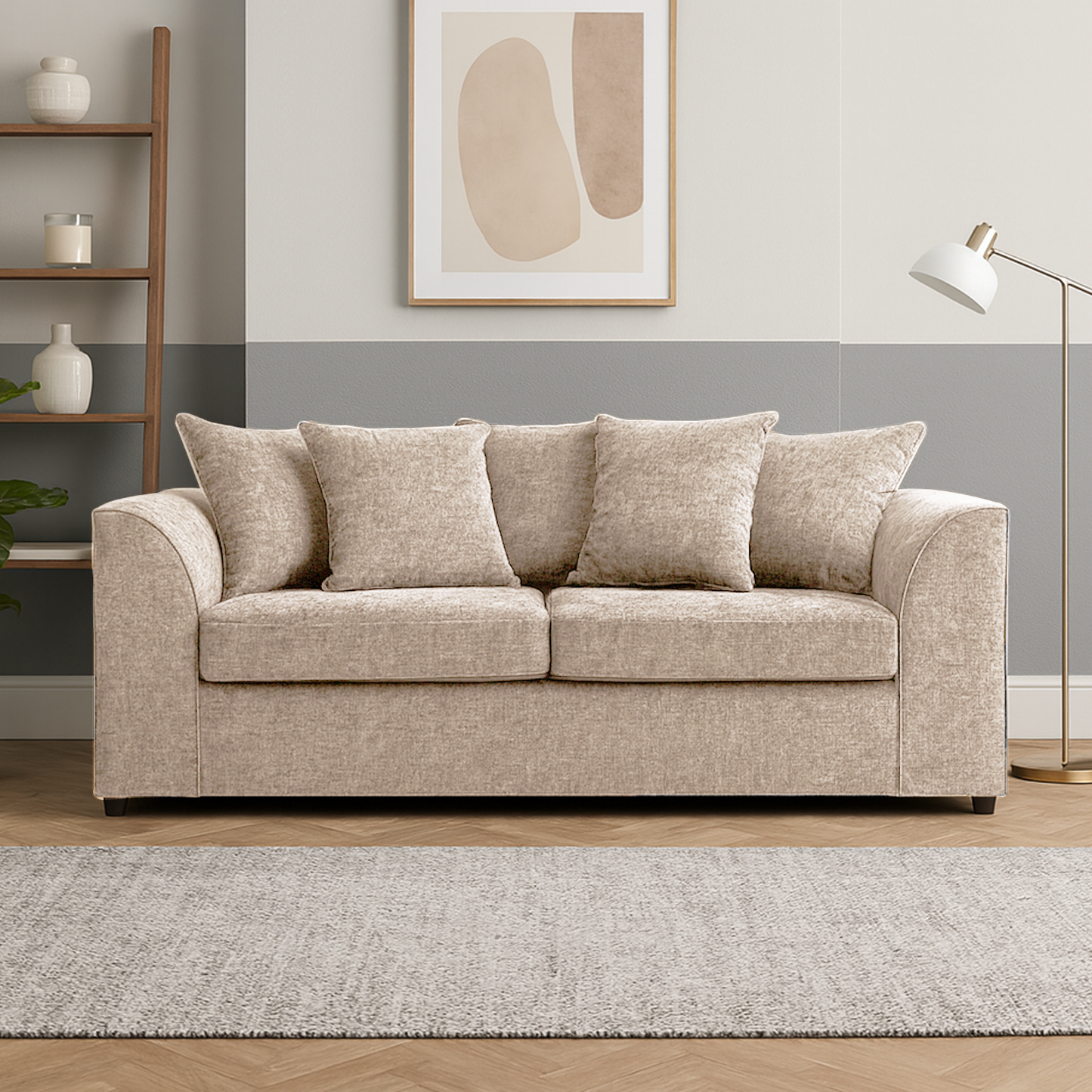 Monaco Chenille Fabric 3 Seater Sofa