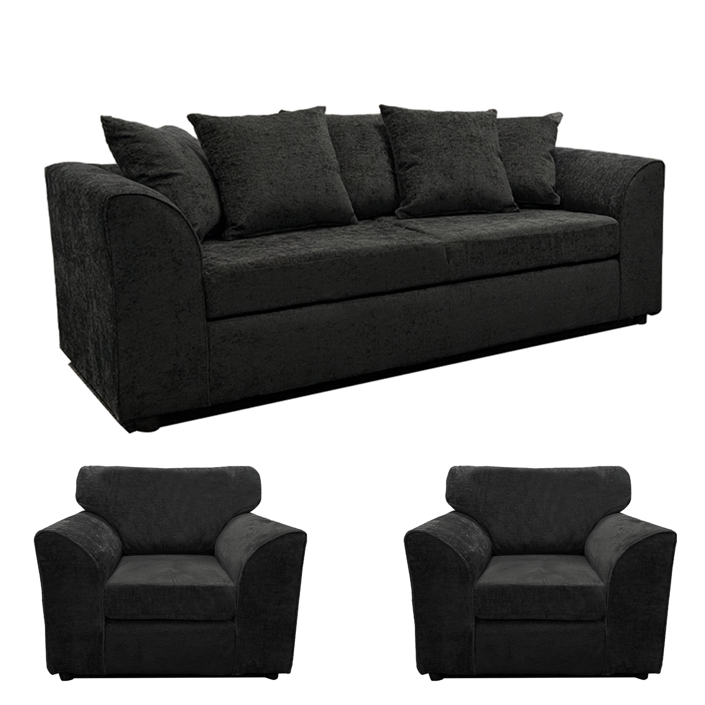 Monaco Chenille Fabric 3 Seater and 2 Armchairs