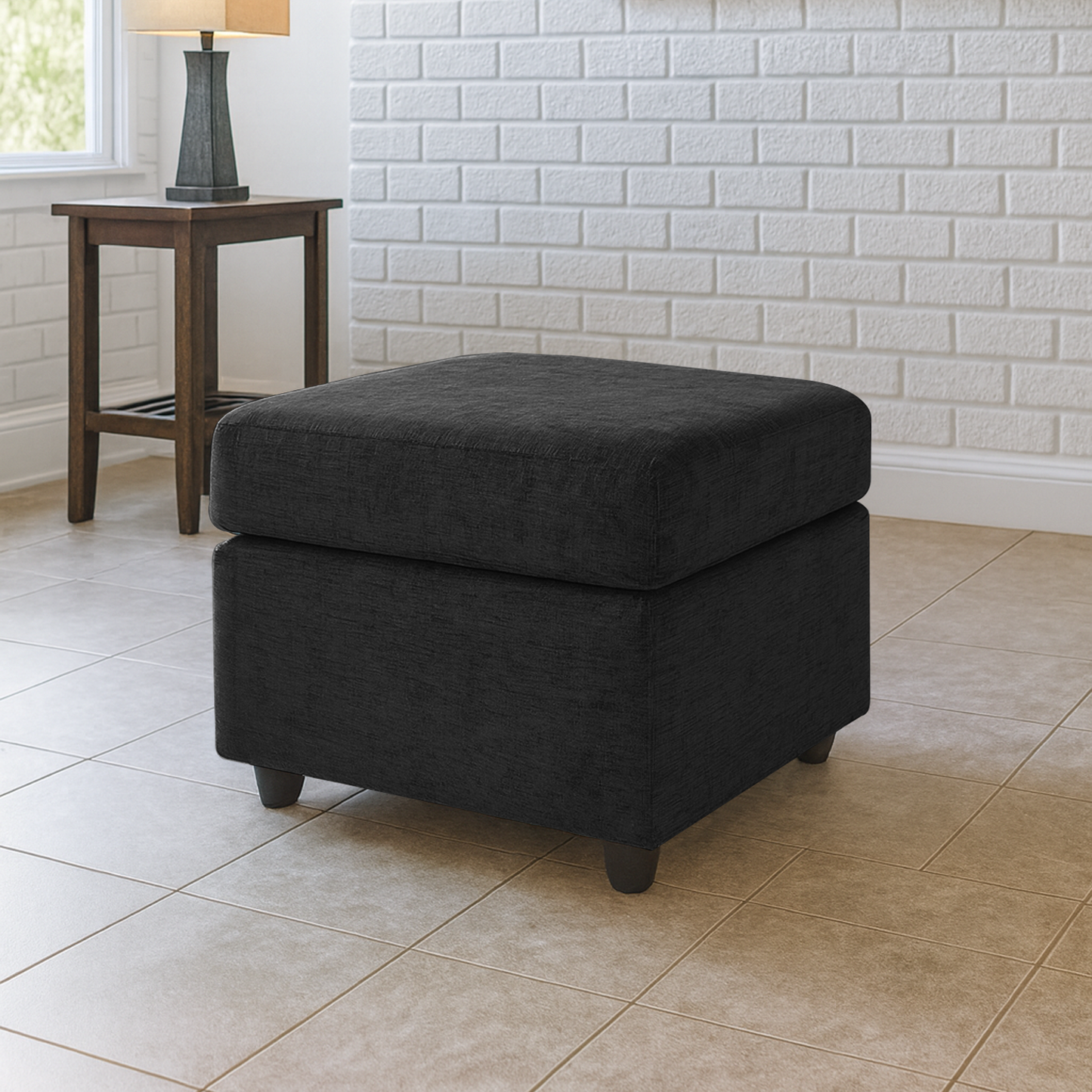 Monaco Chenille Fabric Footstool
