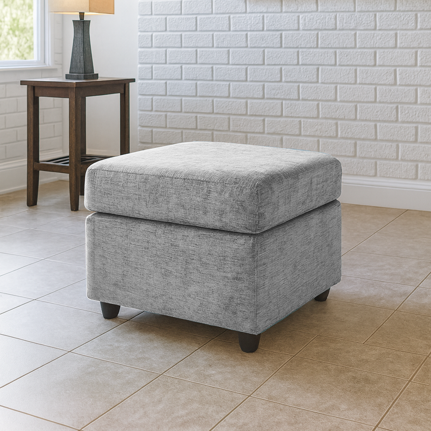 Monaco Chenille Fabric Footstool
