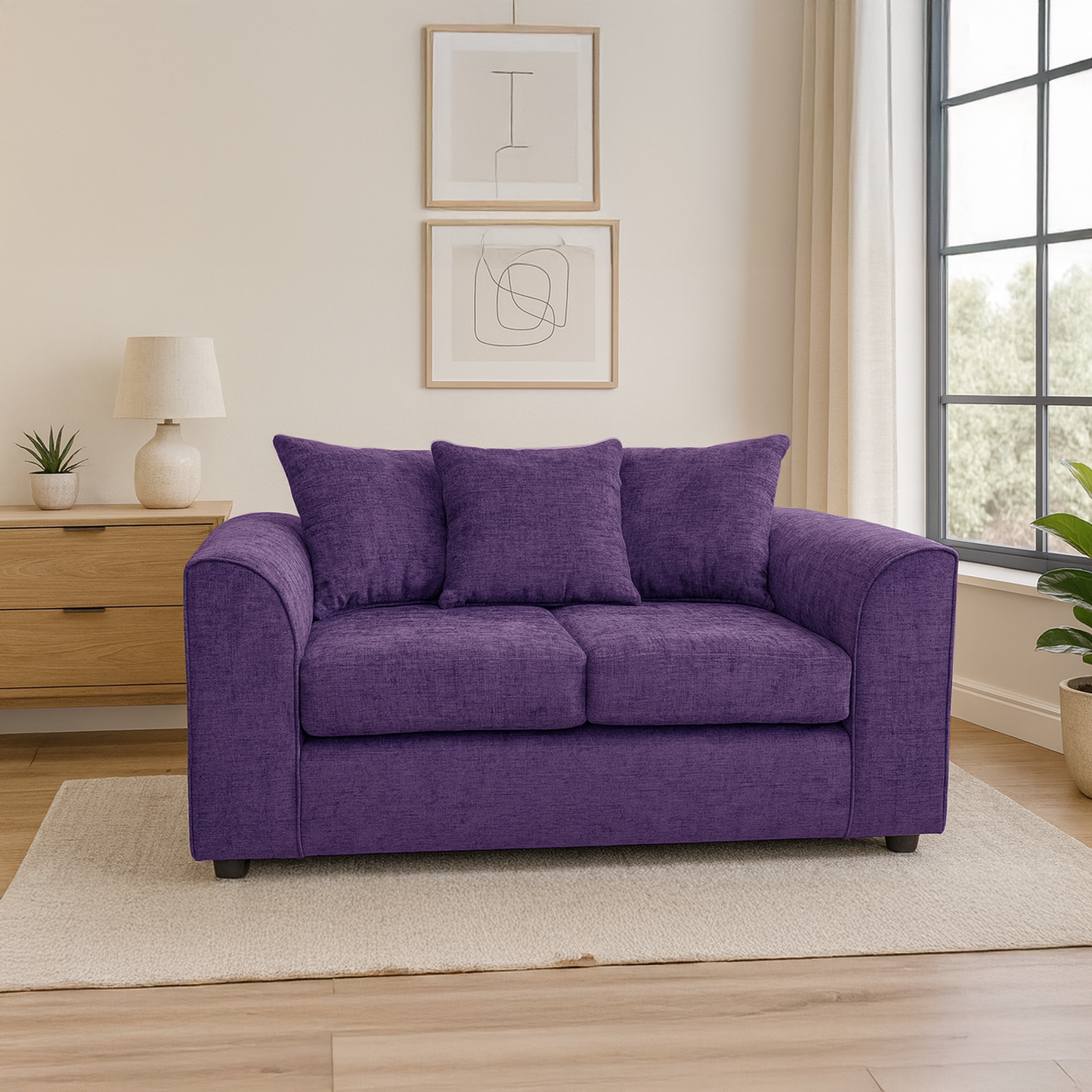 Monaco Chenille Fabric 2 Seater Sofa