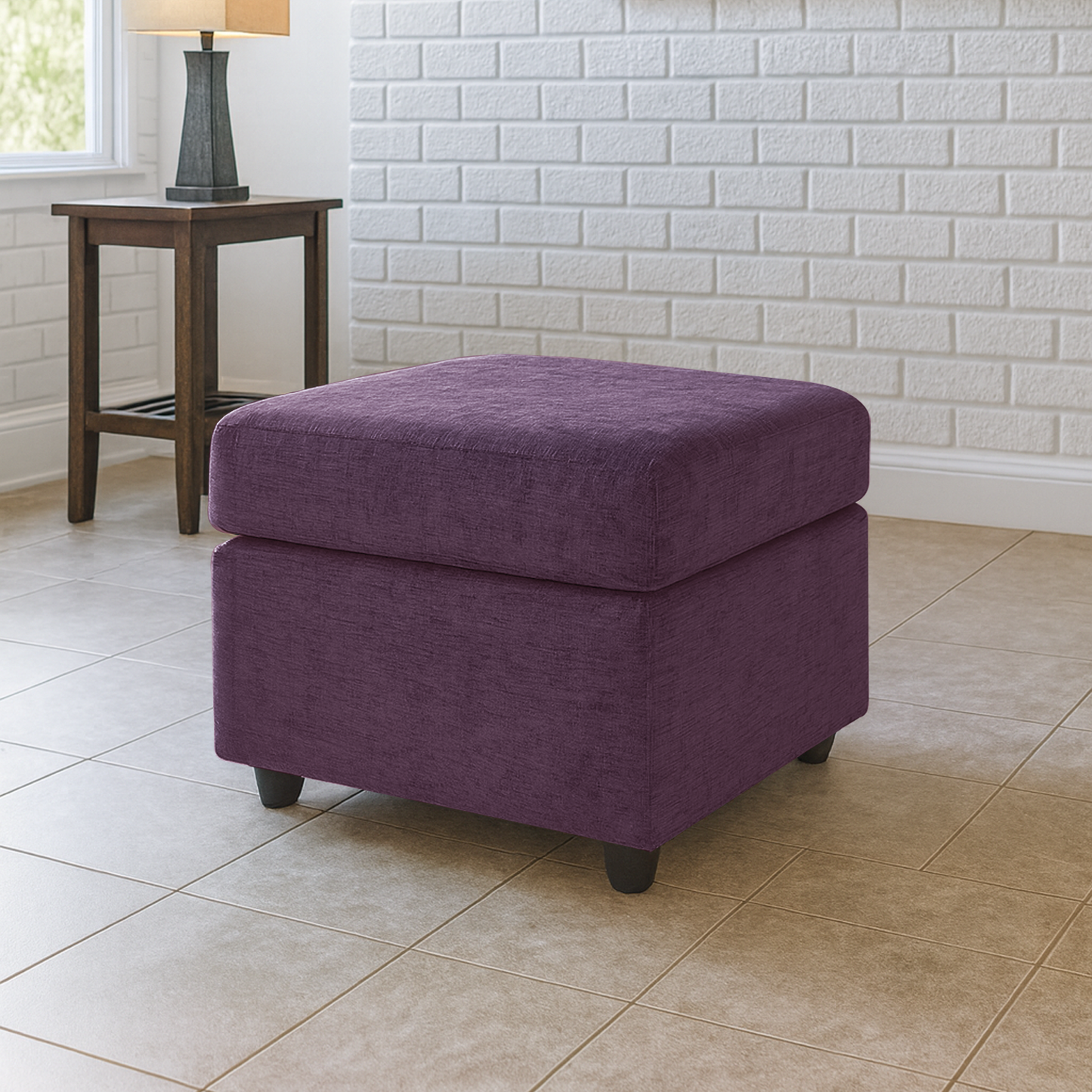 Monaco Chenille Fabric Footstool
