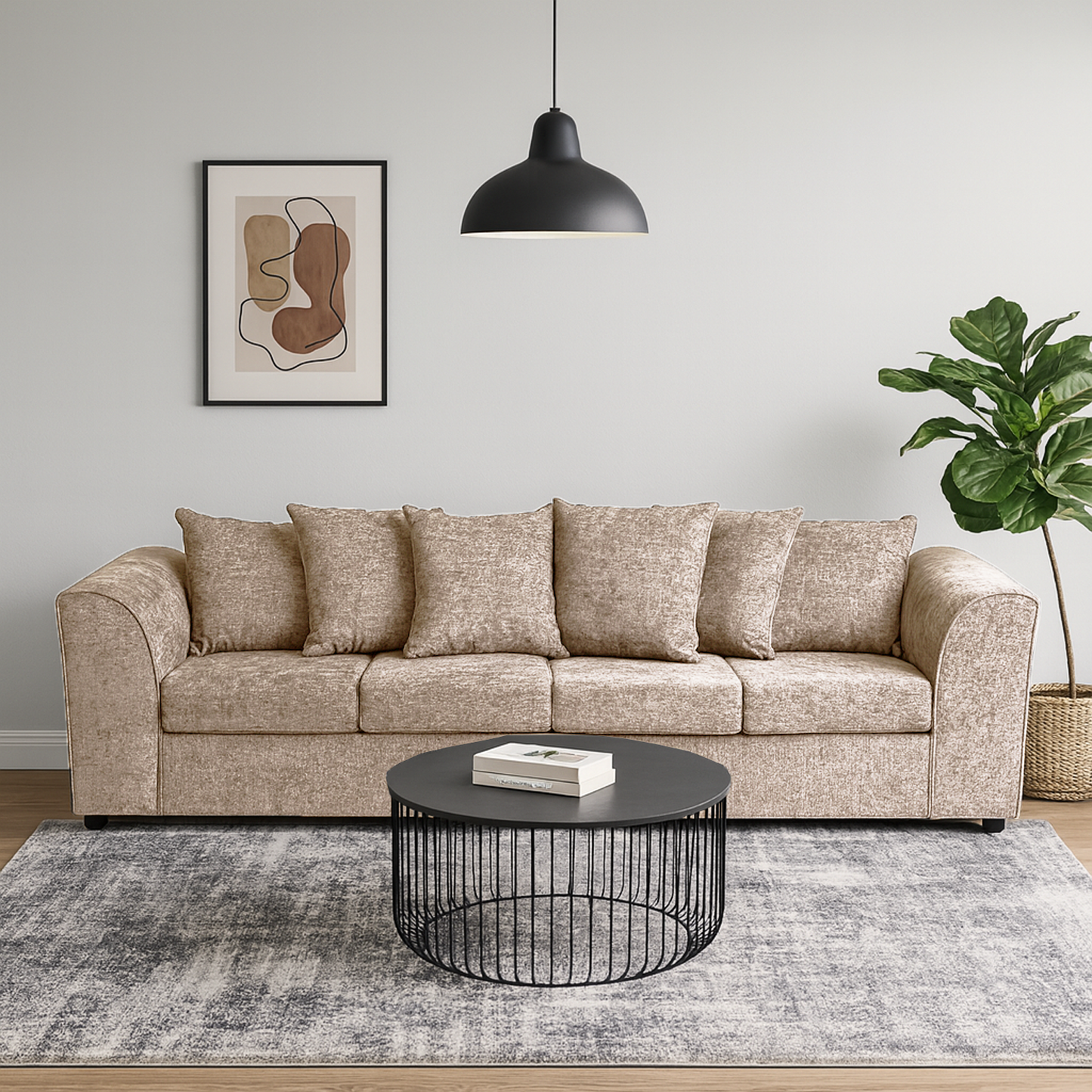 Monaco Chenille Fabric 4 Seater Sofa