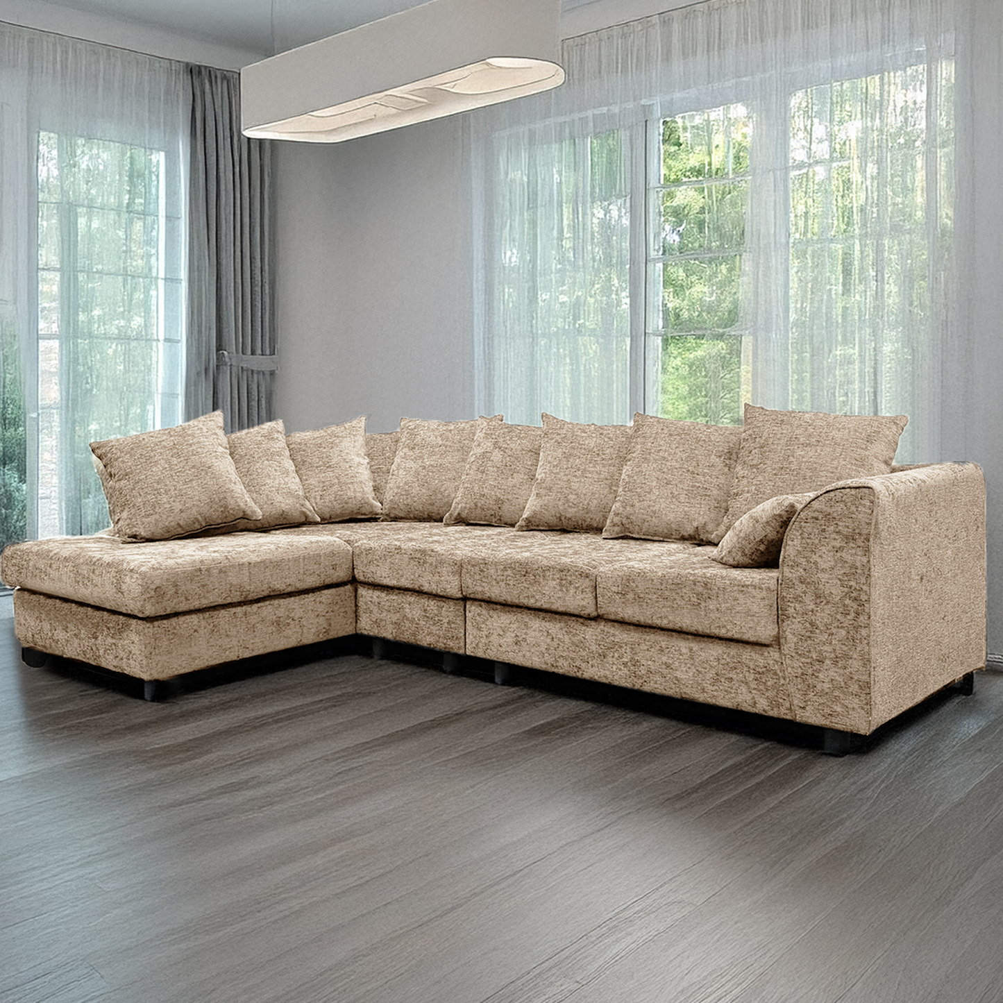 Monaco Chenille Fabric 5 Seater L Shaped Corner Sofa