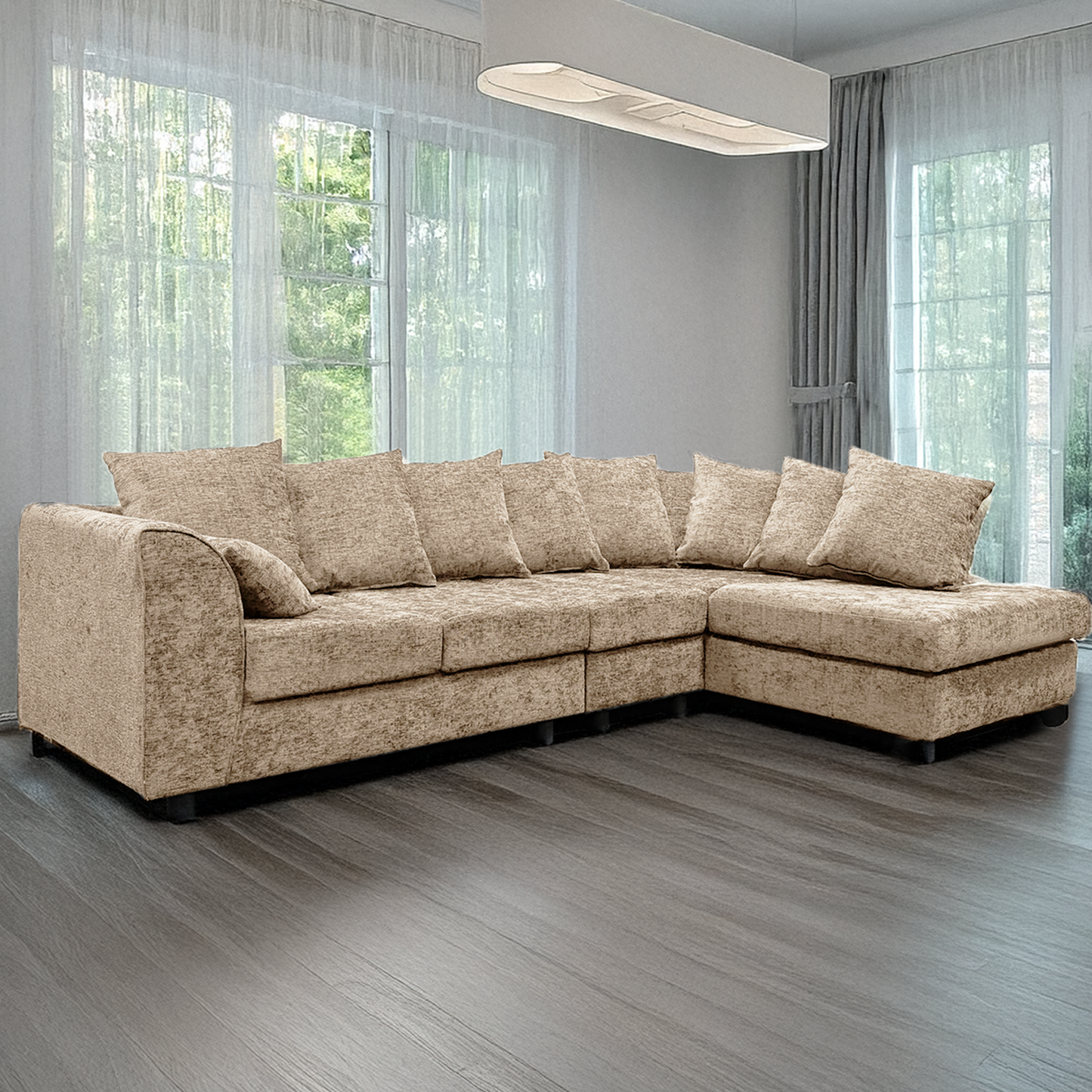 Monaco Chenille Fabric 5 Seater L Shaped Corner Sofa