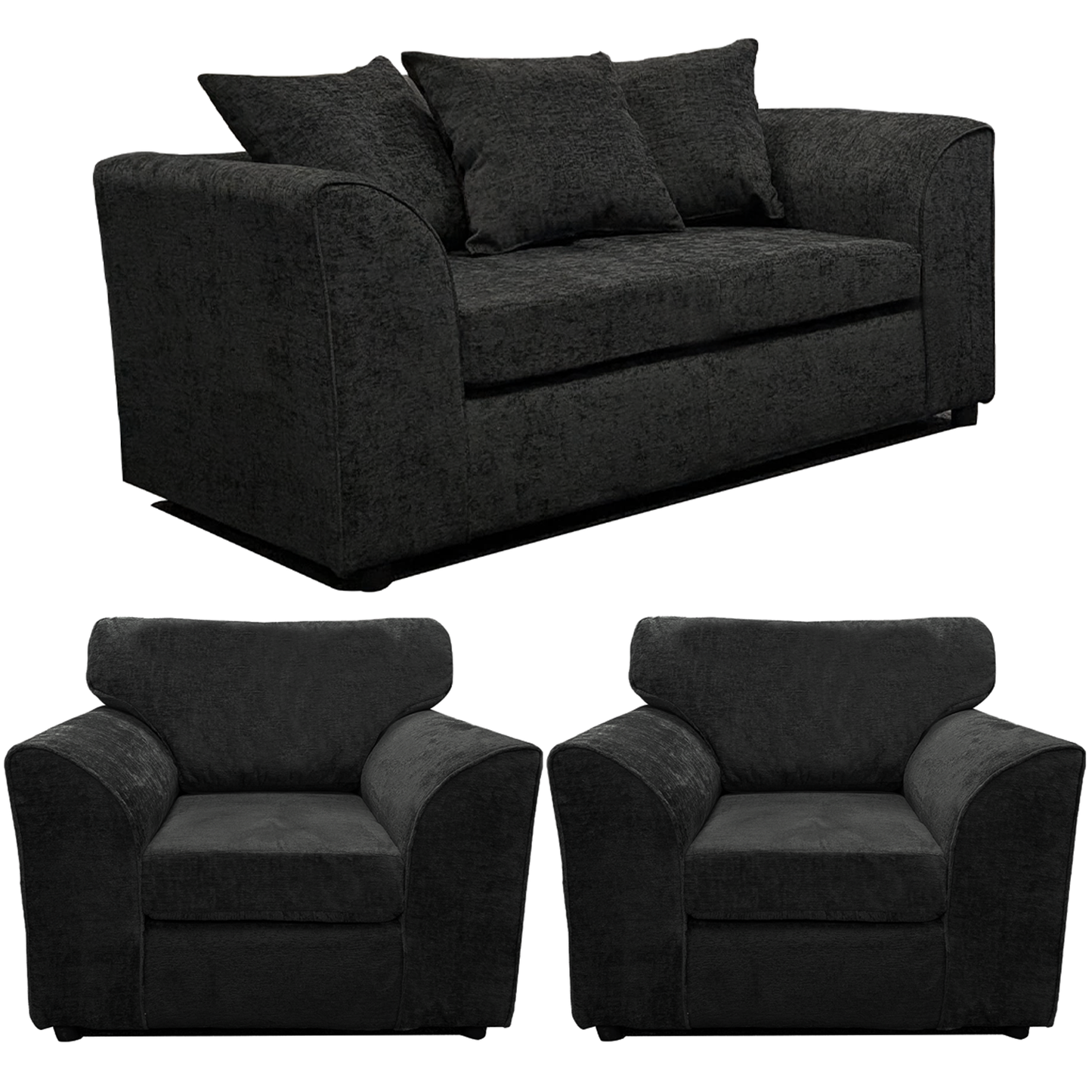 Monaco Chenille Fabric 2 Seater and 2 Armchairs