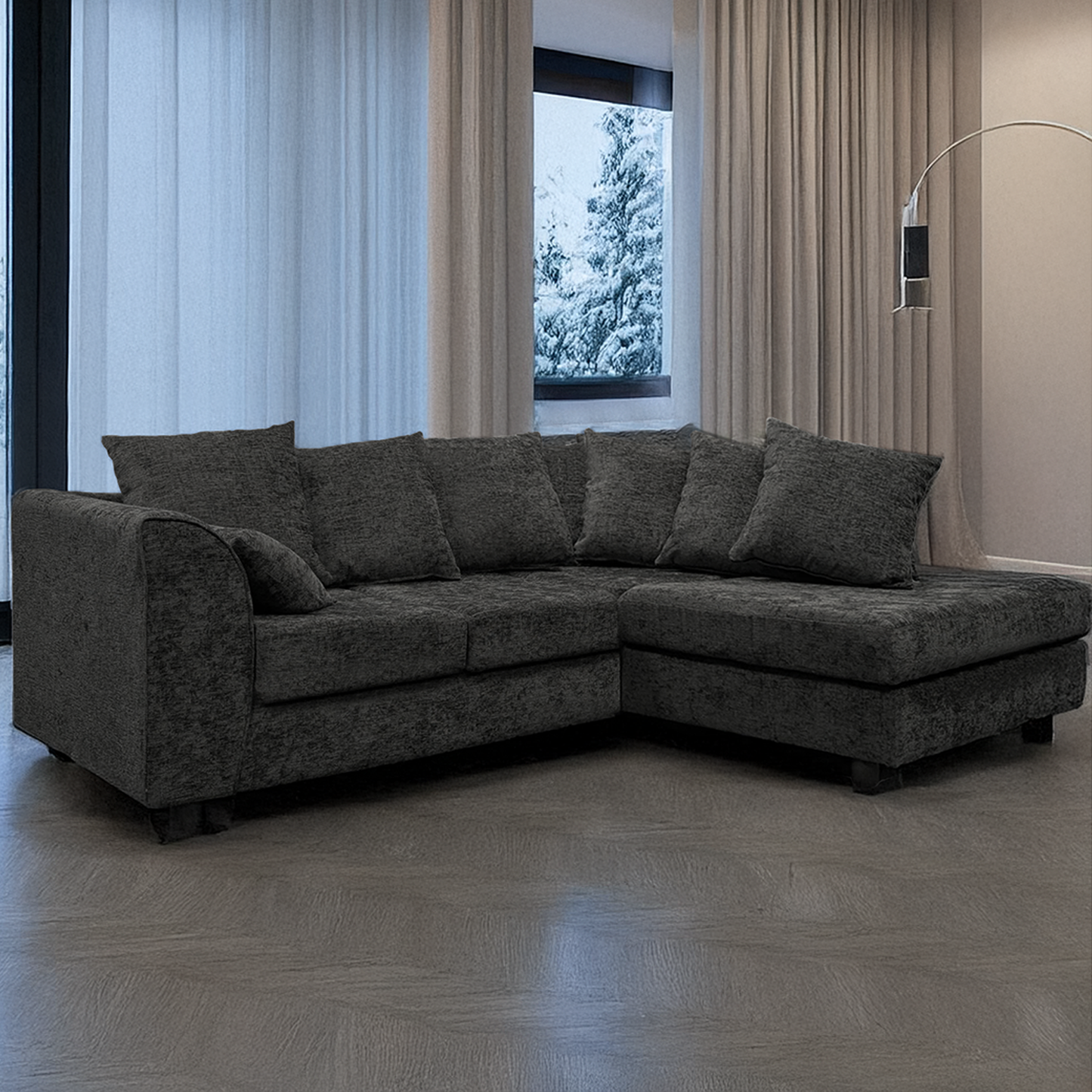 Monaco Chenille Fabric 4 Seater L Shaped Corner Sofa