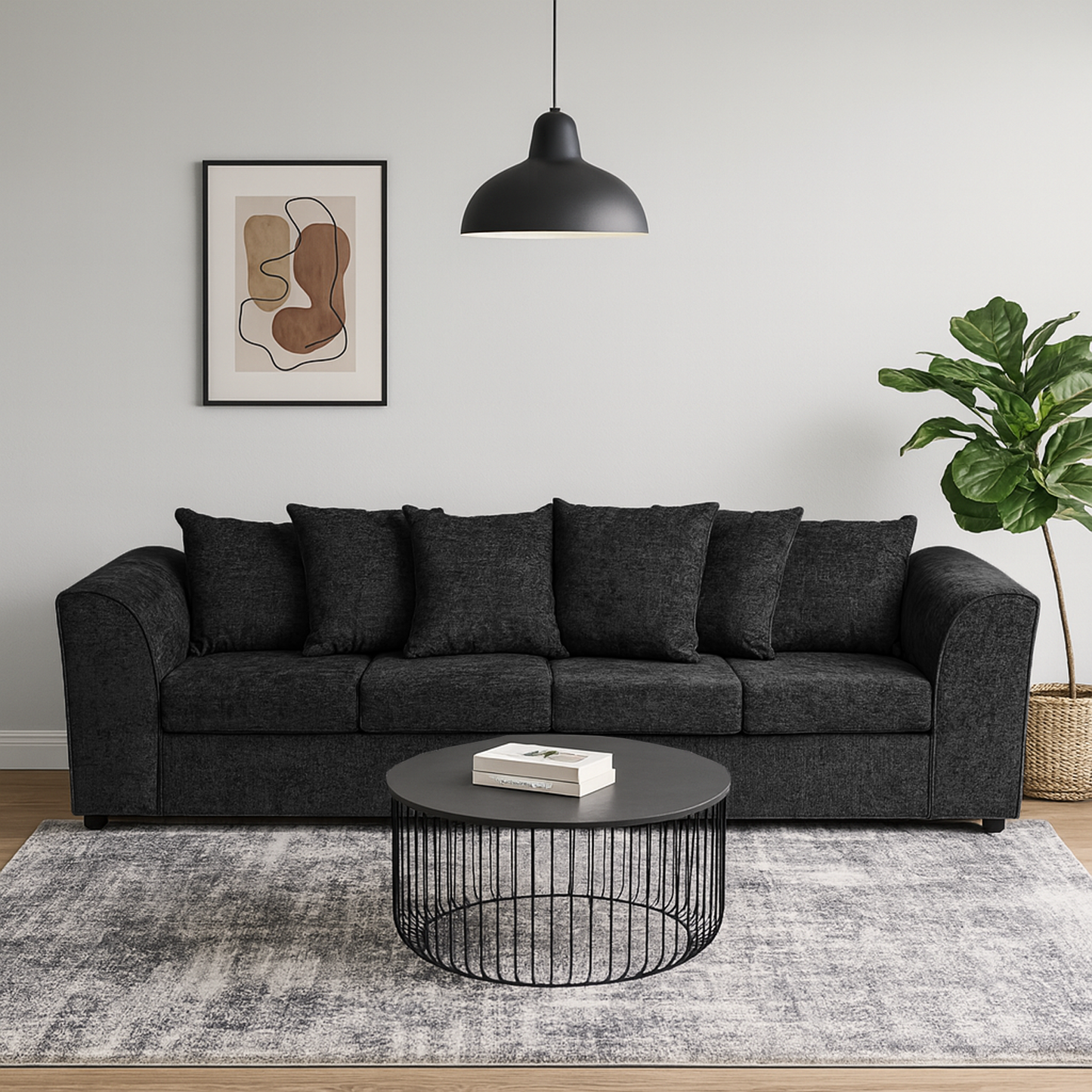 Monaco Chenille Fabric 4 Seater Sofa