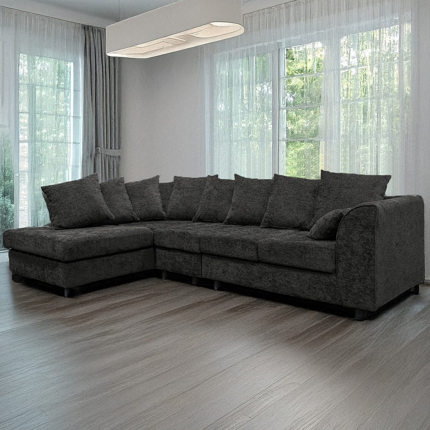 Monaco Chenille Fabric 5 Seater L Shaped Corner Sofa