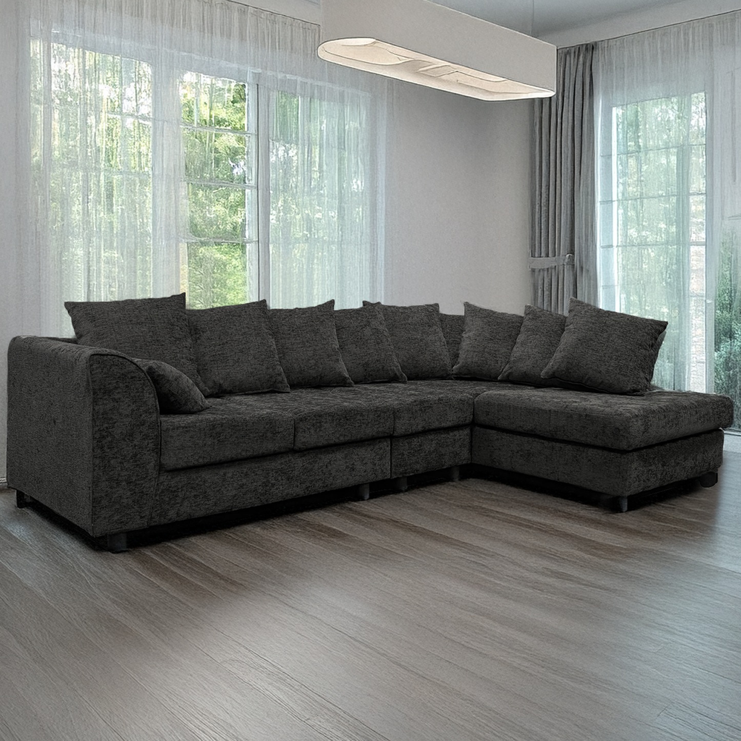 Monaco Chenille Fabric 5 Seater L Shaped Corner Sofa