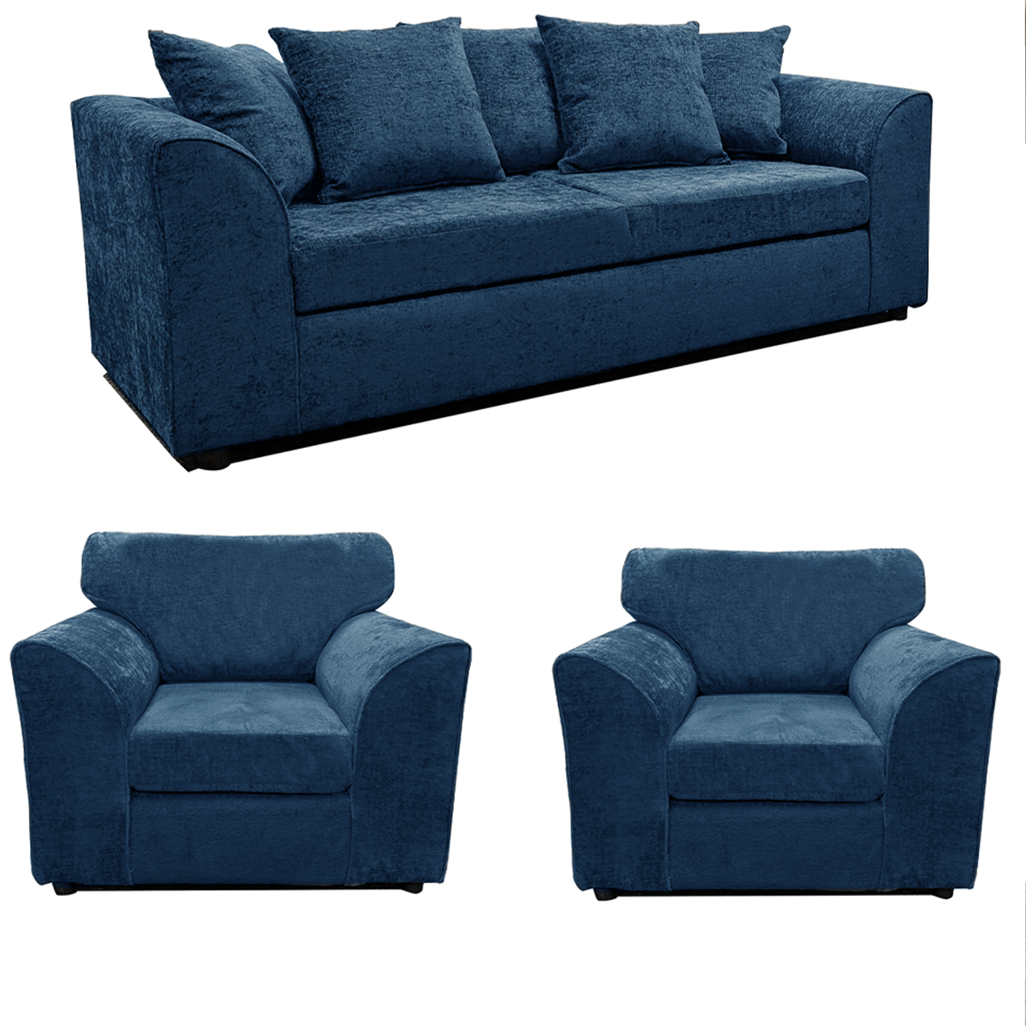 Monaco Chenille Fabric 3 Seater and 2 Armchairs