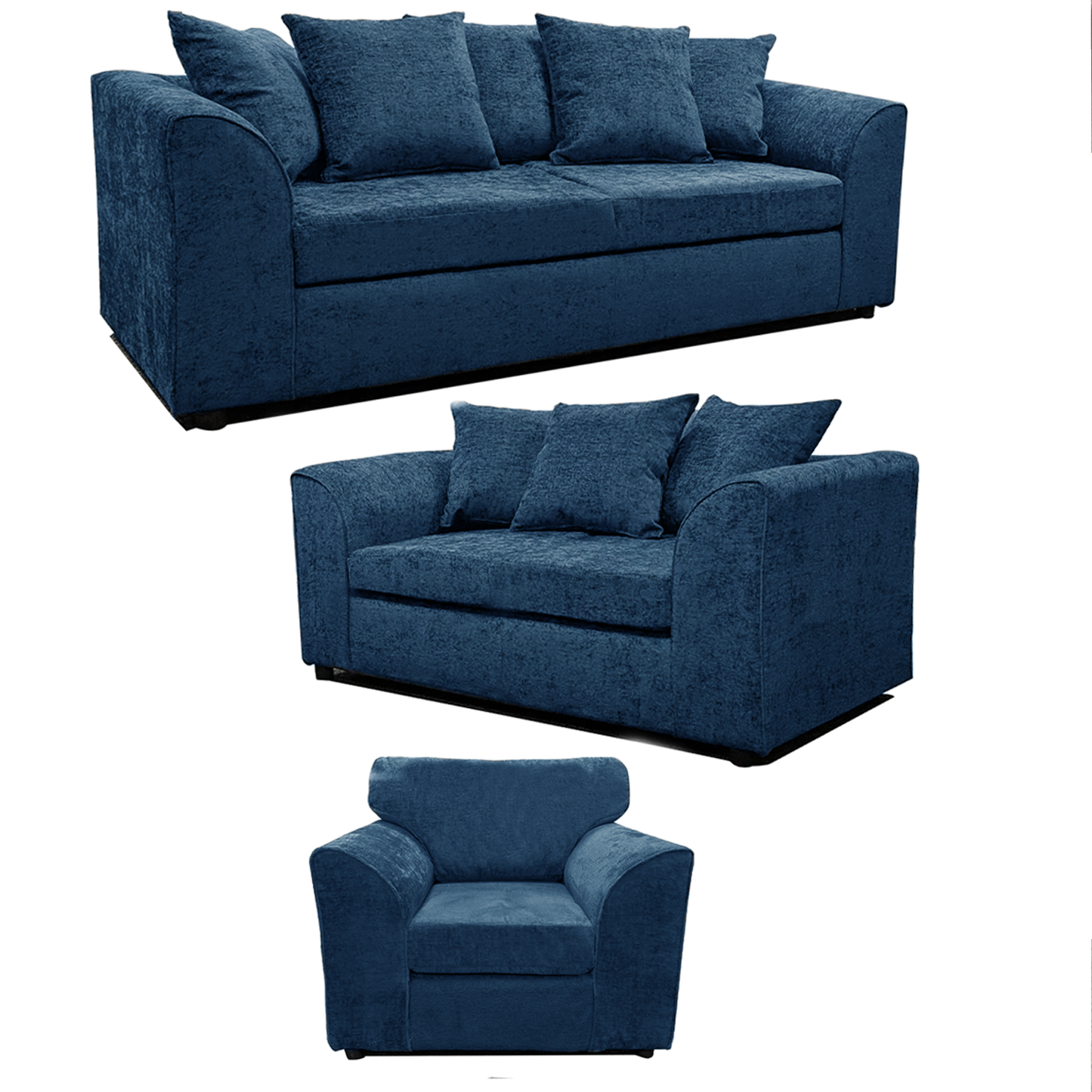 Monaco Chenille Fabric 3 Piece Sofa Suite