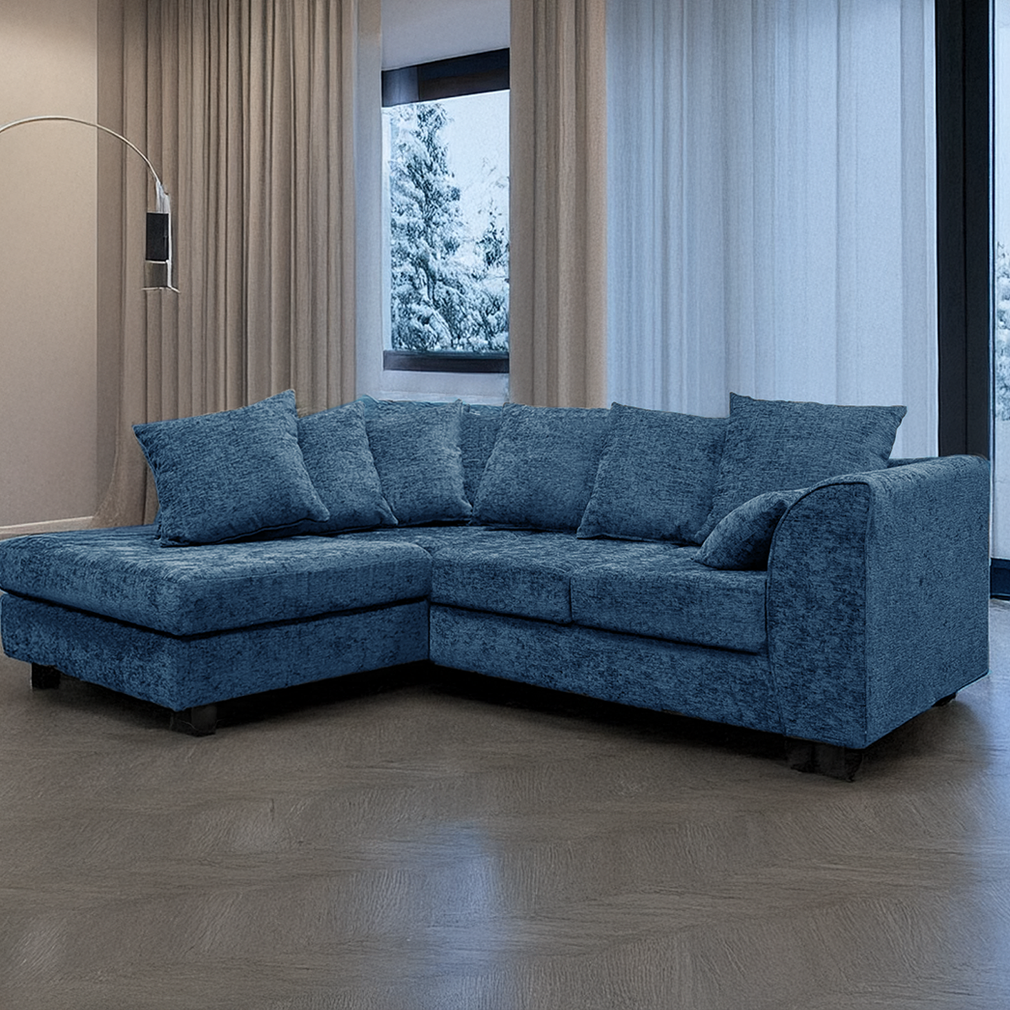 Monaco Chenille Fabric 4 Seater L Shaped Corner Sofa