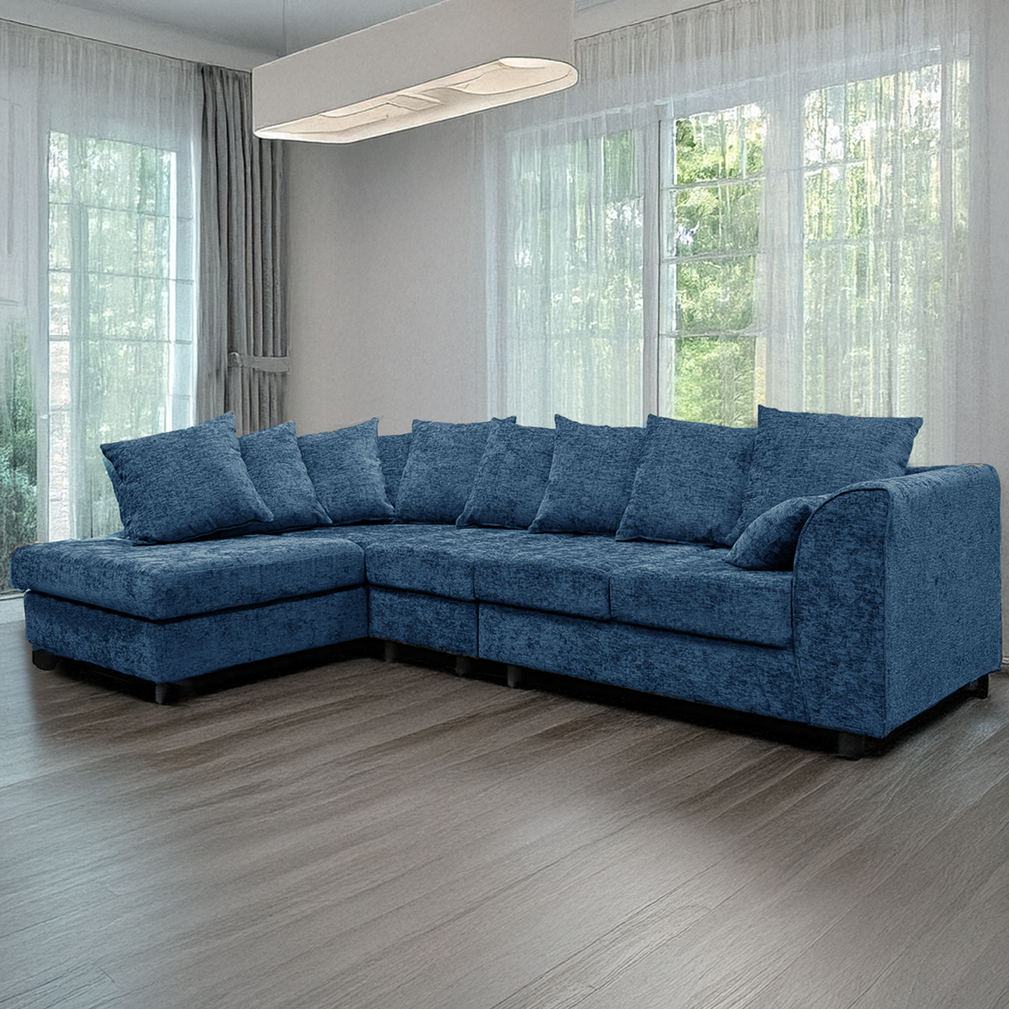 Monaco Chenille Fabric 5 Seater L Shaped Corner Sofa