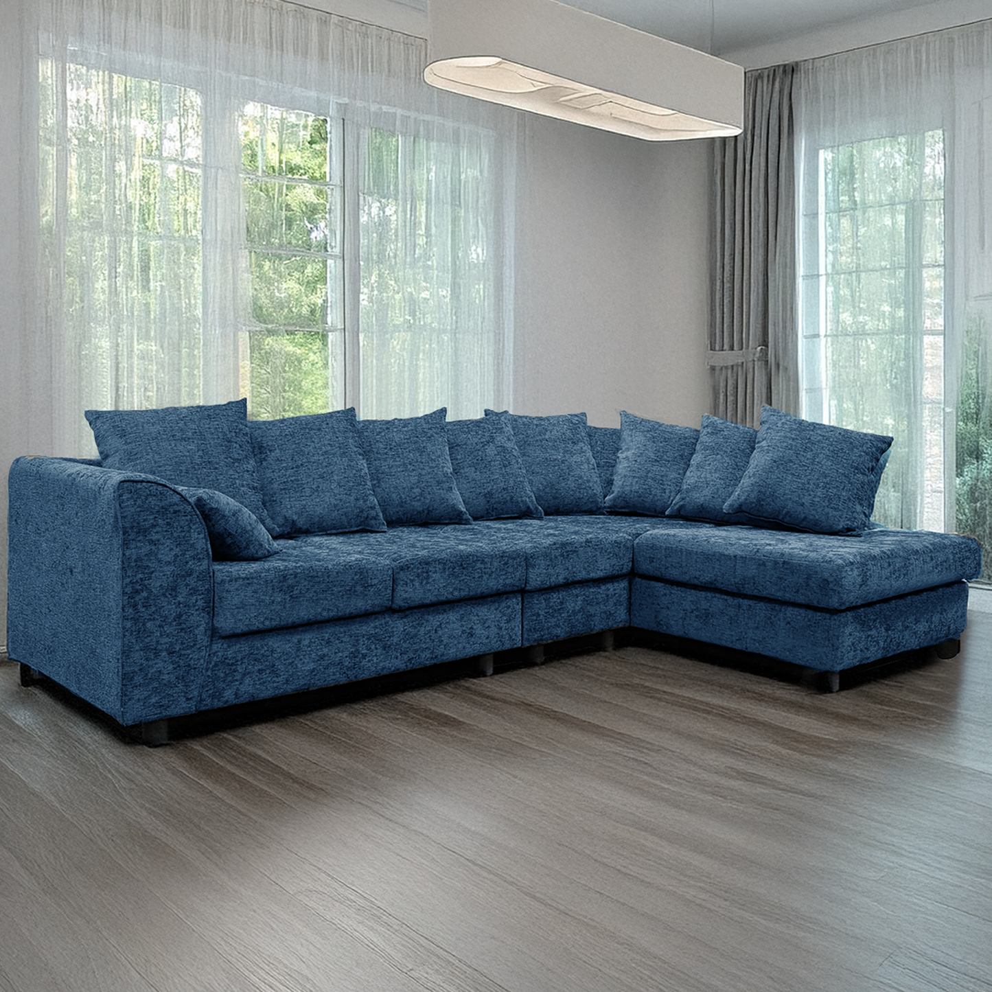 Monaco Chenille Fabric 5 Seater L Shaped Corner Sofa