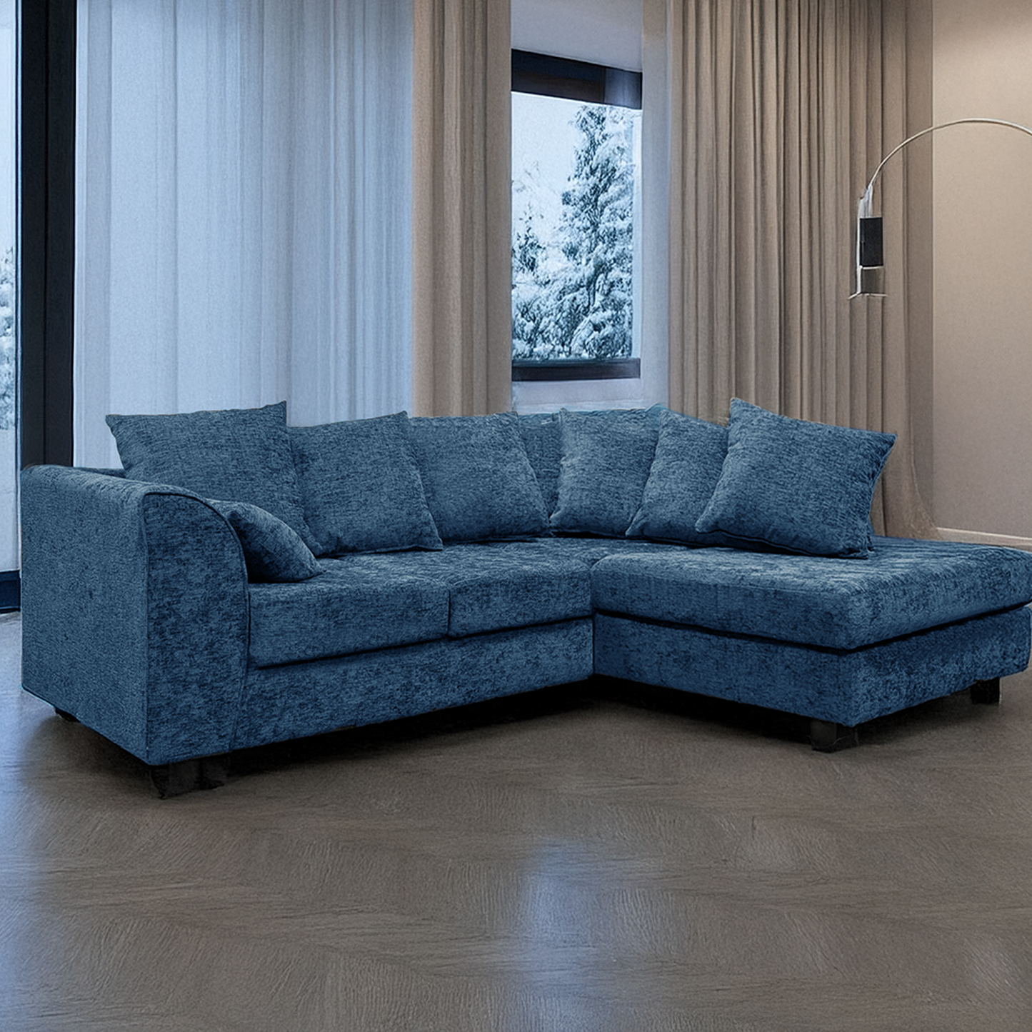 Monaco Chenille Fabric 4 Seater L Shaped Corner Sofa