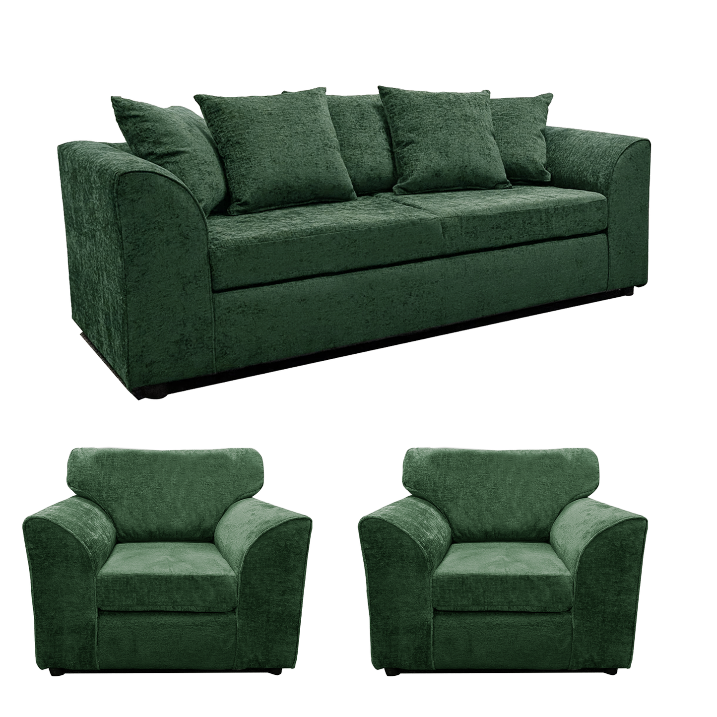 Monaco Chenille Fabric 3 Seater and 2 Armchairs