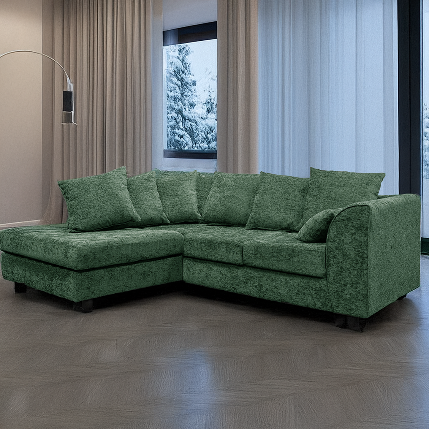 Monaco Chenille Fabric 4 Seater L Shaped Corner Sofa
