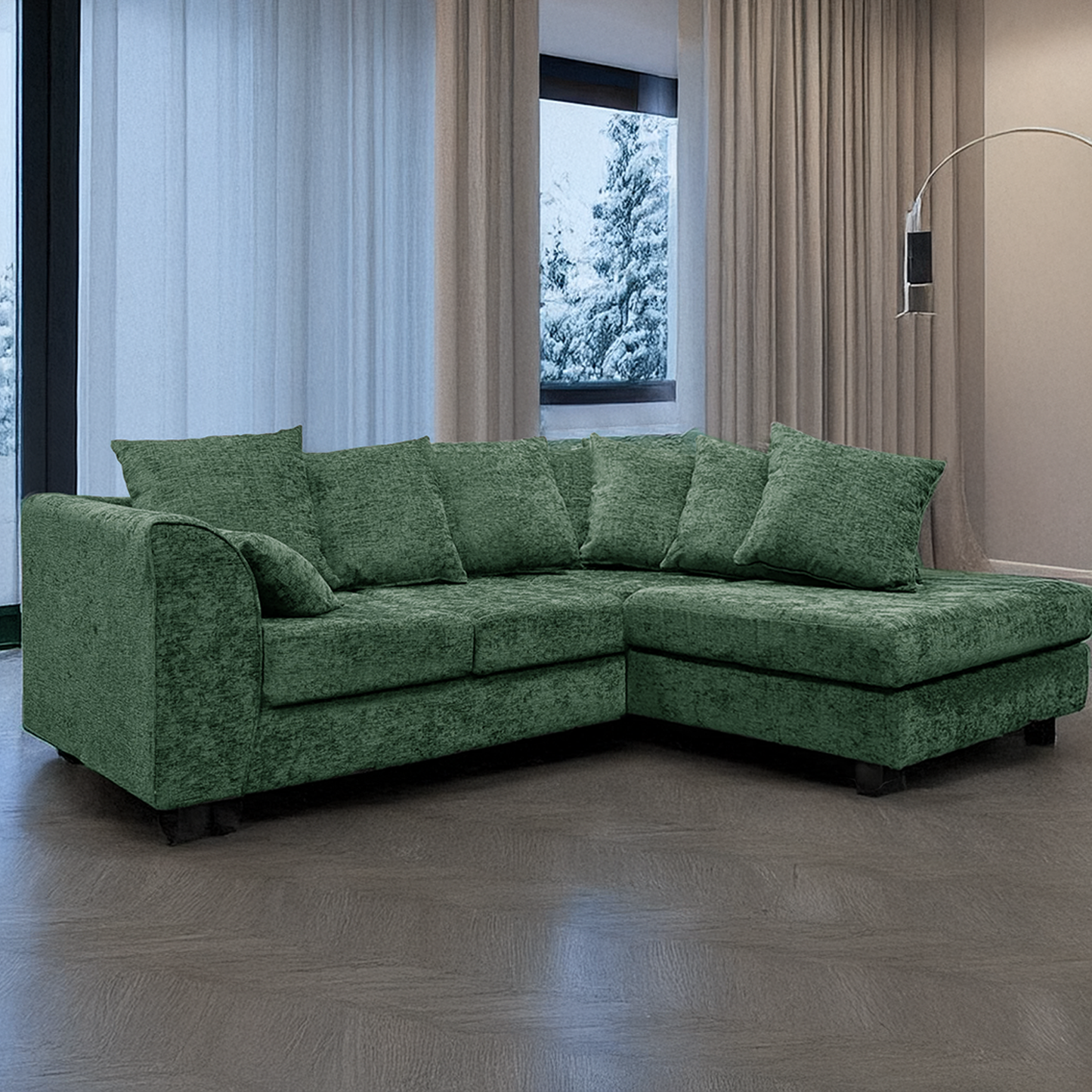Monaco Chenille Fabric 4 Seater L Shaped Corner Sofa
