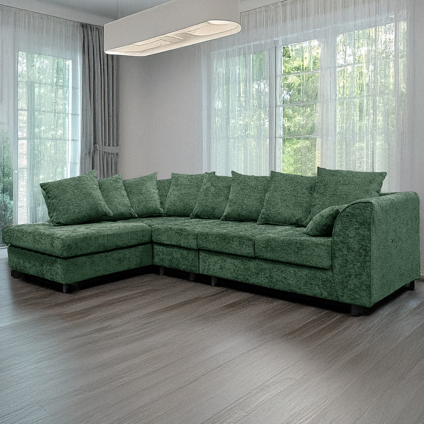 Monaco Chenille Fabric 5 Seater L Shaped Corner Sofa